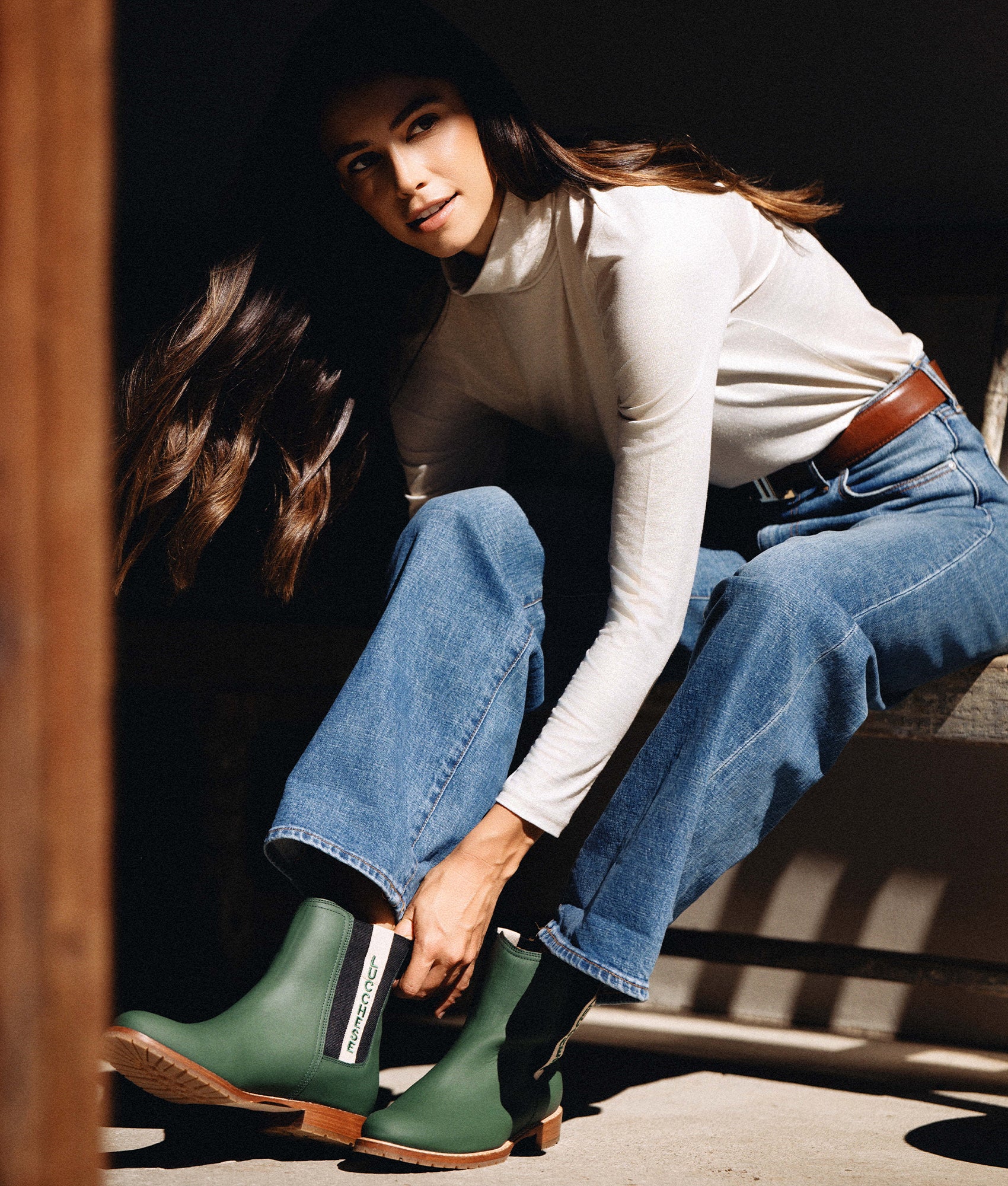 All-Weather Ladies Garden Boot :: Military Green + Black - Image 3