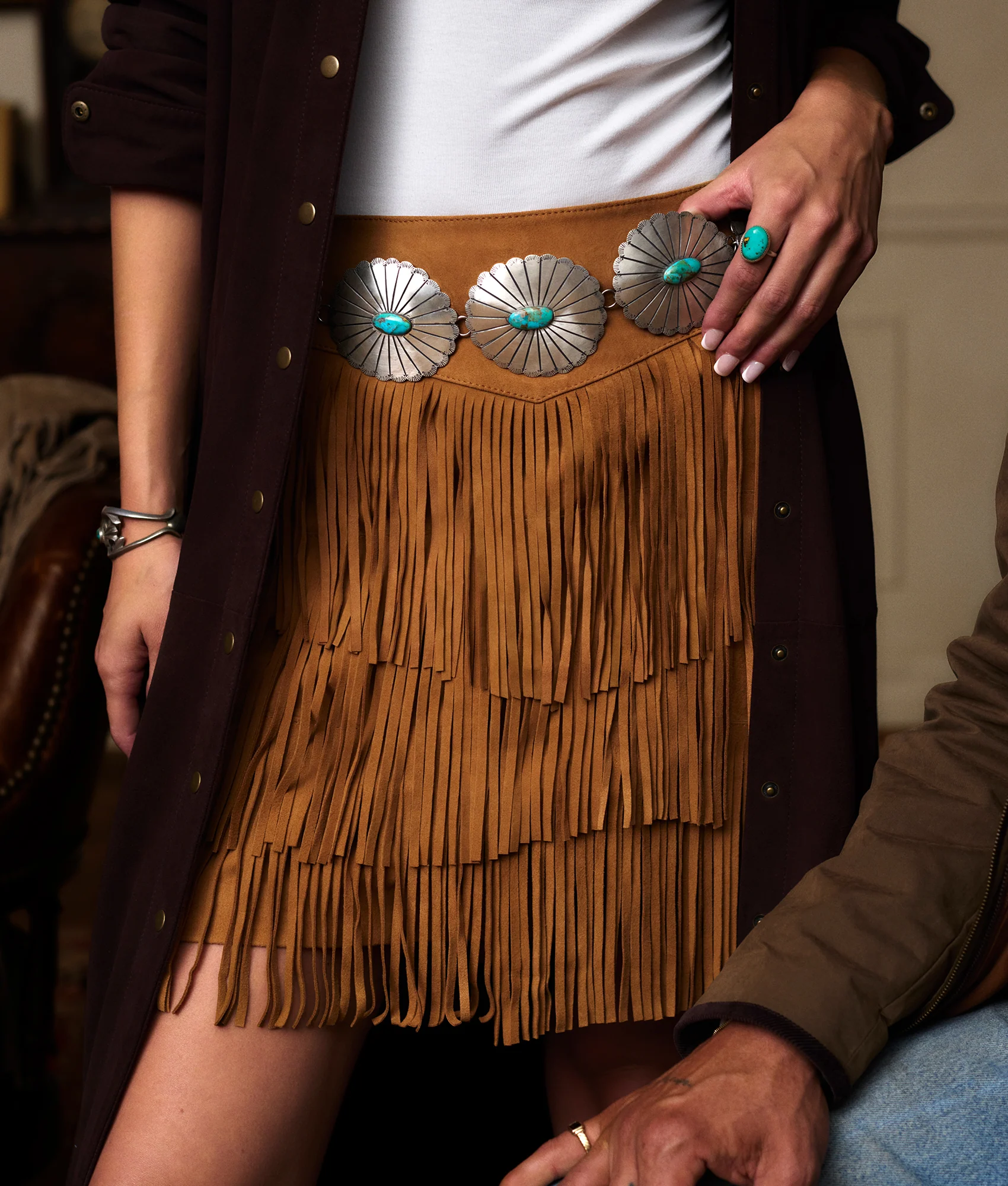 Annabelle Fringe Skirt :: Cinnamon - Image 2