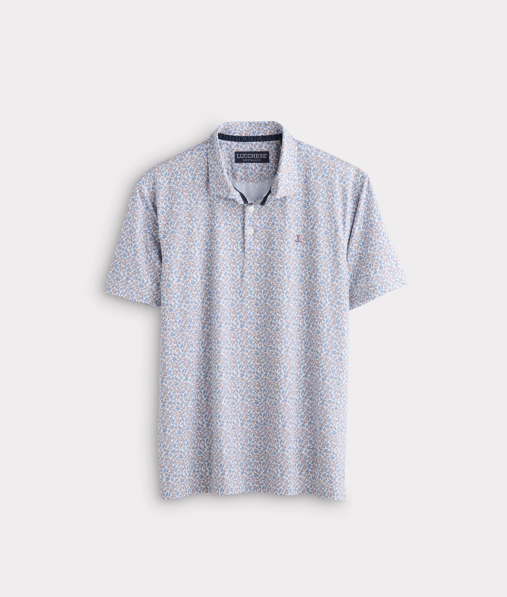 Lucchese Golf Polo :: Brown And Blue Floral