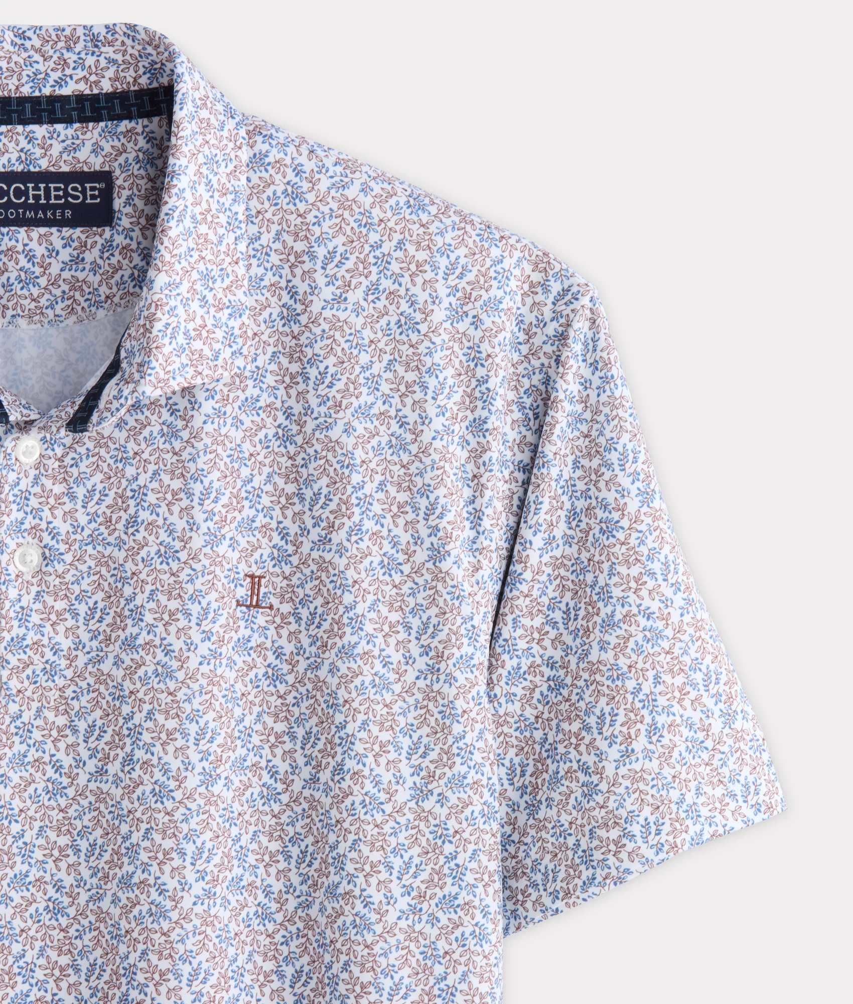 Lucchese Golf Polo :: Brown And Blue Floral - Image 7