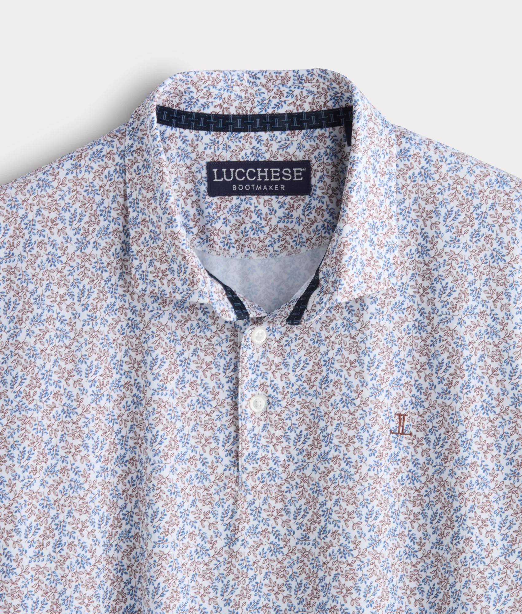 Lucchese Golf Polo :: Brown And Blue Floral - Image 9