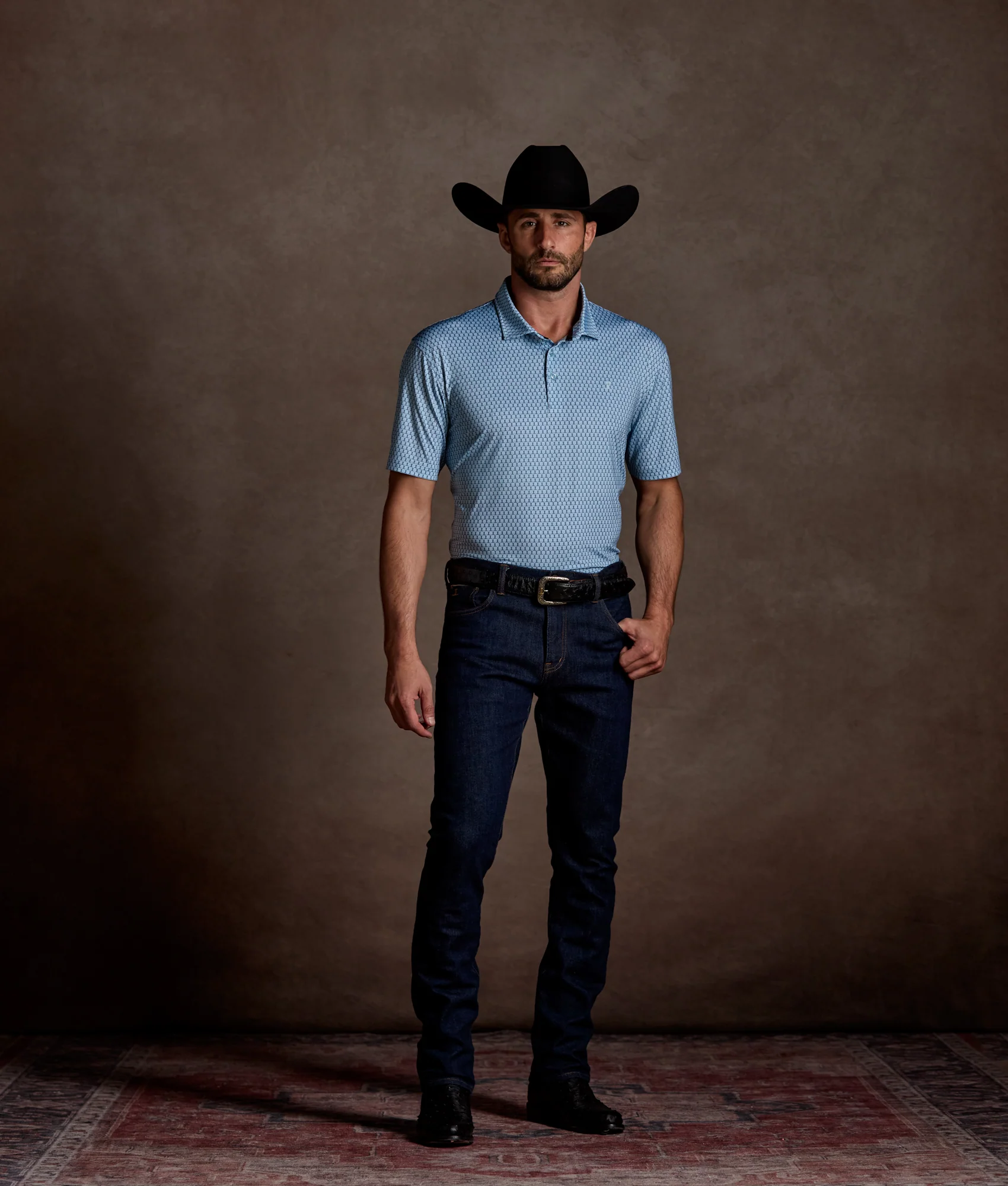 Lucchese Golf Polo :: Turquoise - Image 4