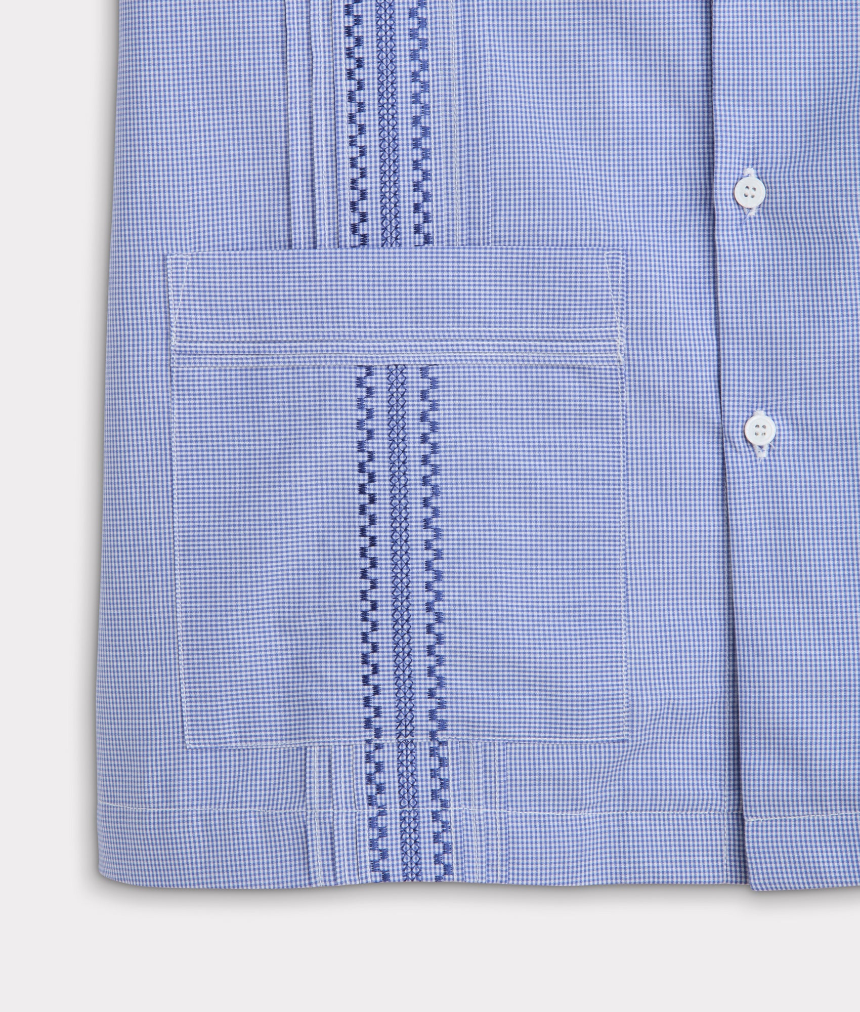 Guayabera Shirt :: Light Blue And White Gingham - Image 11
