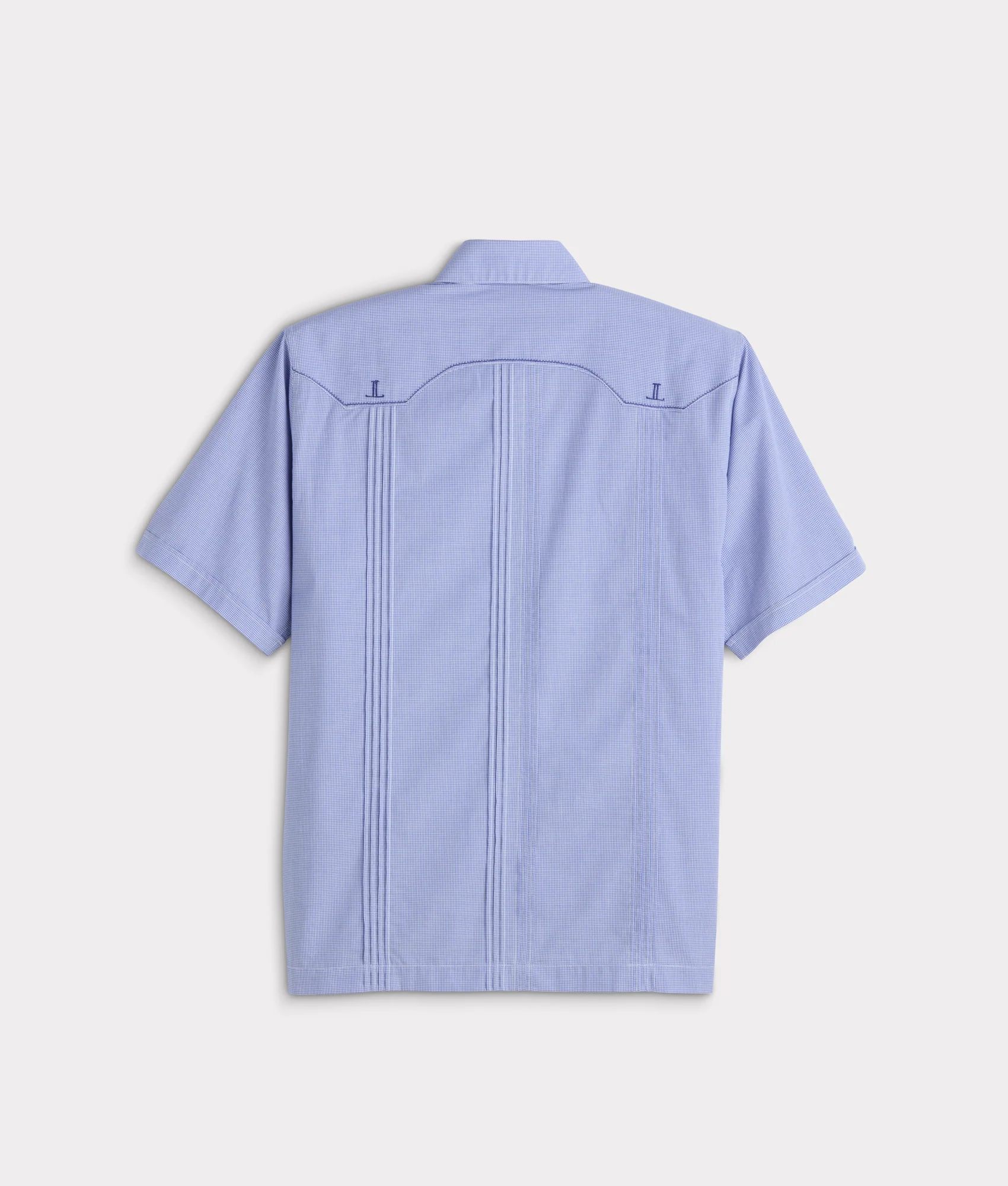 Guayabera Shirt :: Light Blue And White Gingham - Image 5