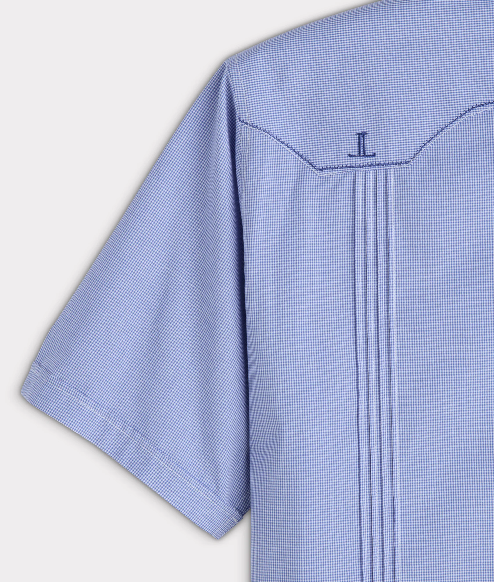 Guayabera Shirt :: Light Blue And White Gingham - Image 7