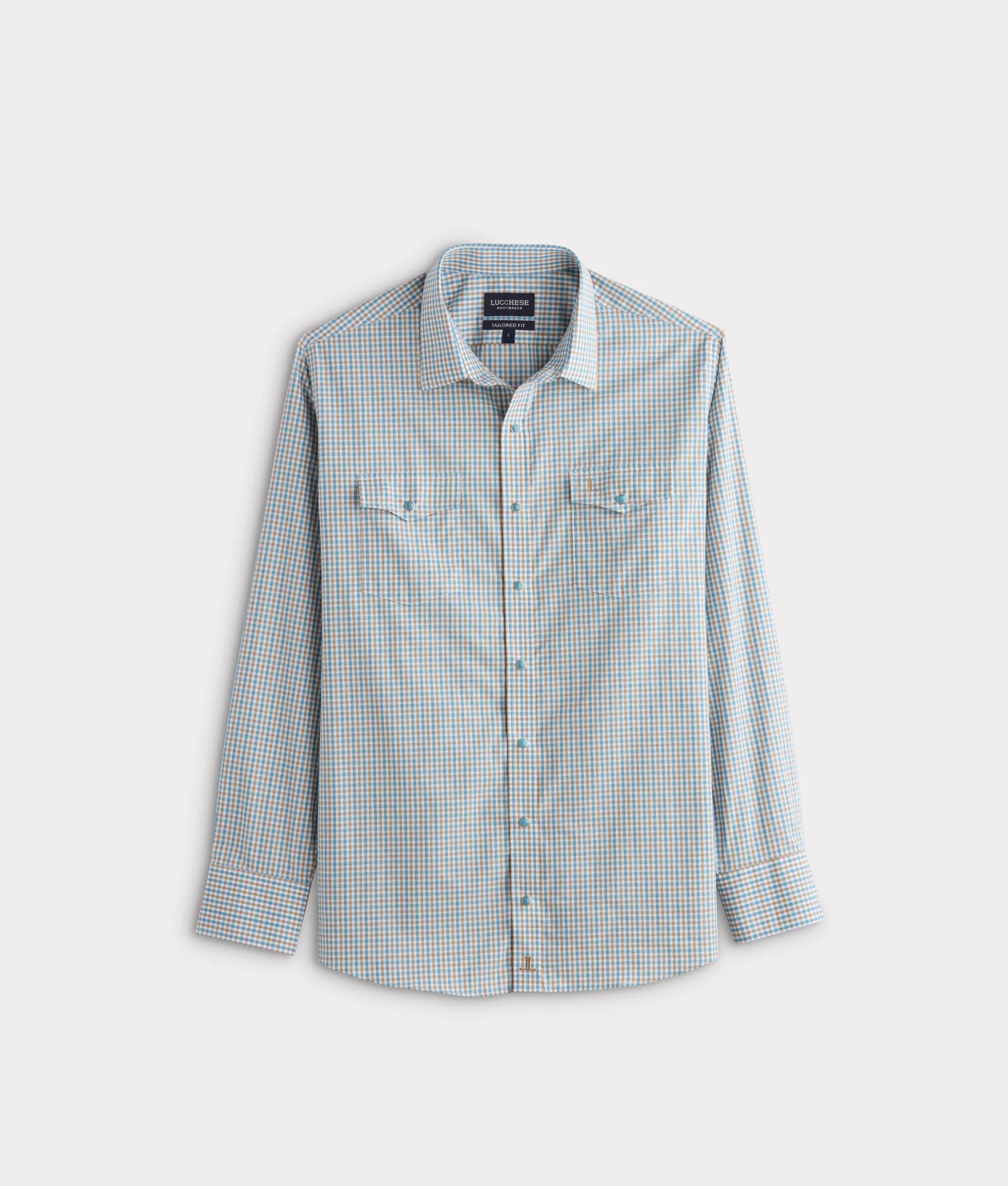 El Paso Tailored Fit :: Tan And Turquoise Check