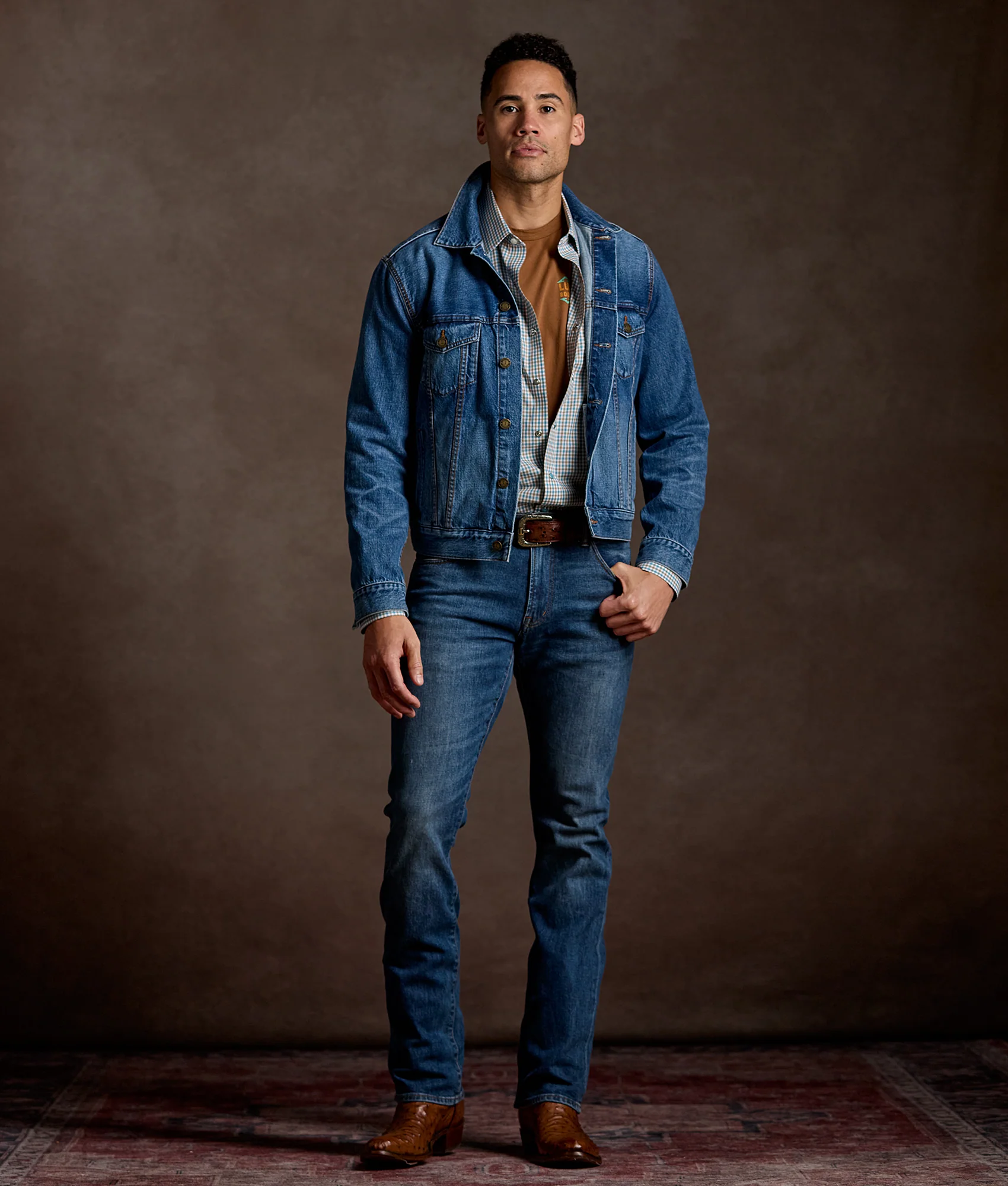 El Paso Tailored Fit :: Tan And Turquoise Check - Image 2