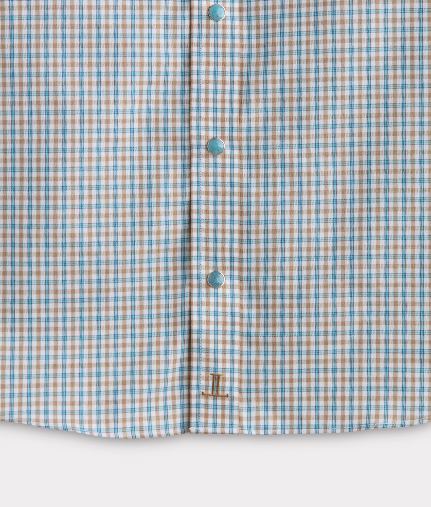 El Paso Tailored Fit :: Tan And Turquoise Check - Image 6