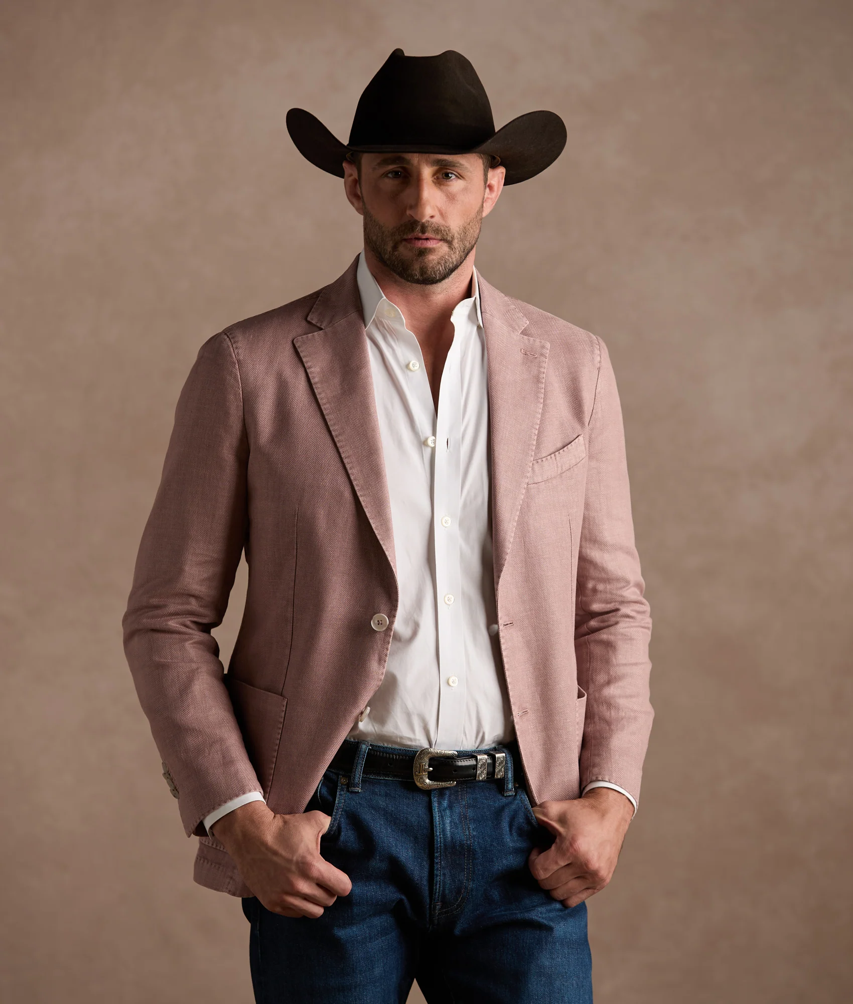 Herringbone Sport Coat - Modern Fit :: Rose - Image 2
