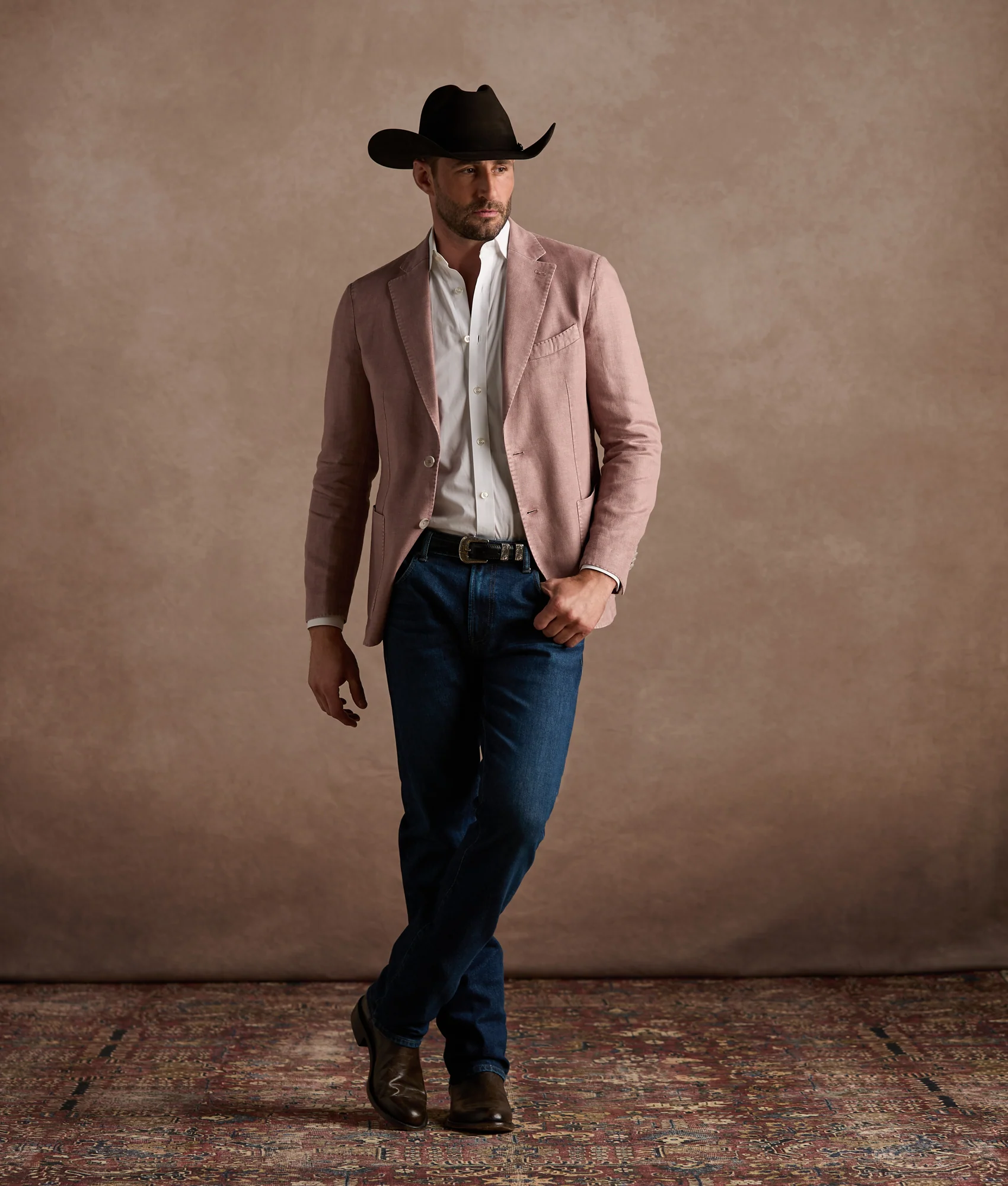 Herringbone Sport Coat - Modern Fit :: Rose - Image 3