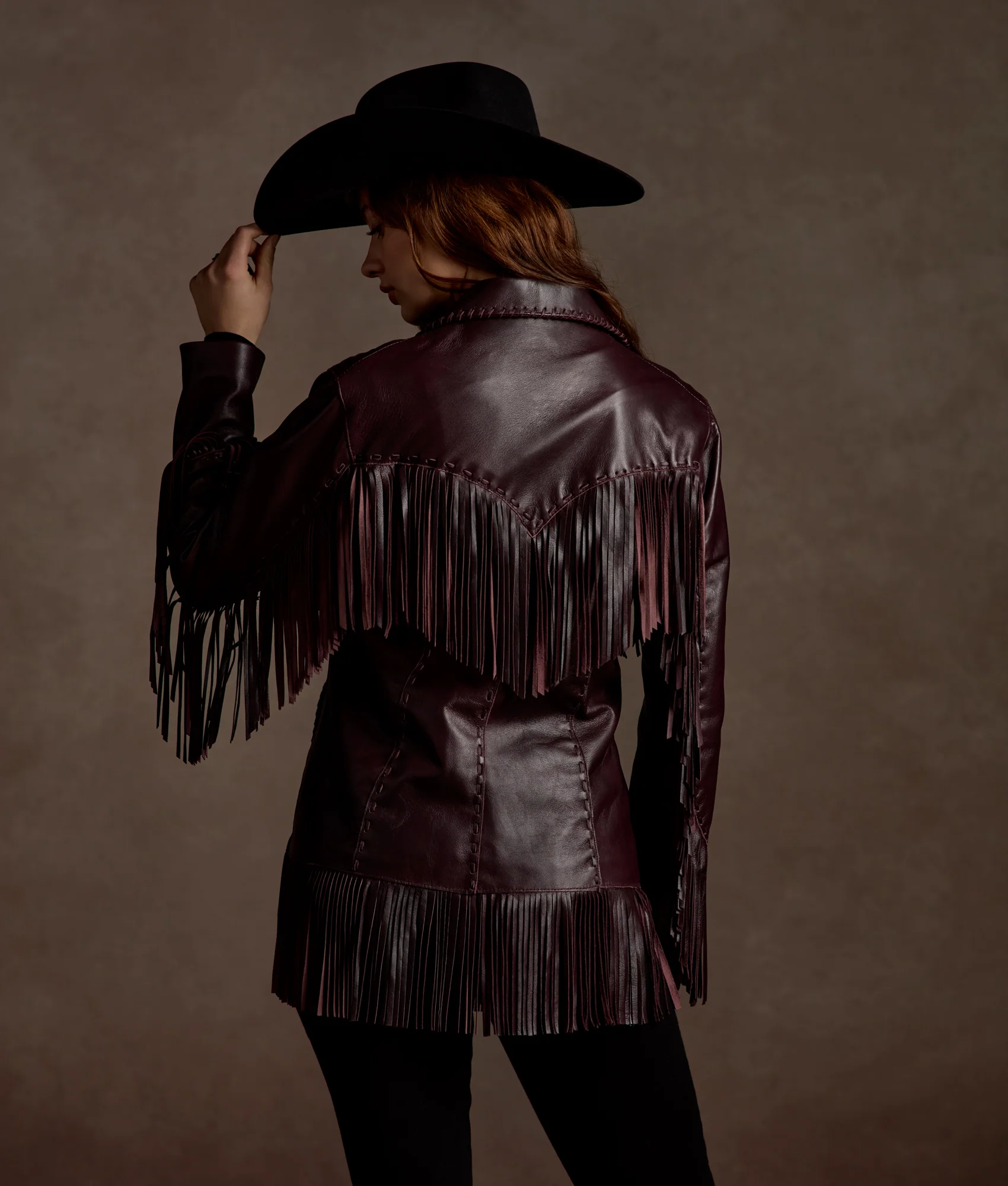Tallulah Fringe Jacket :: Black Cherry - Image 2
