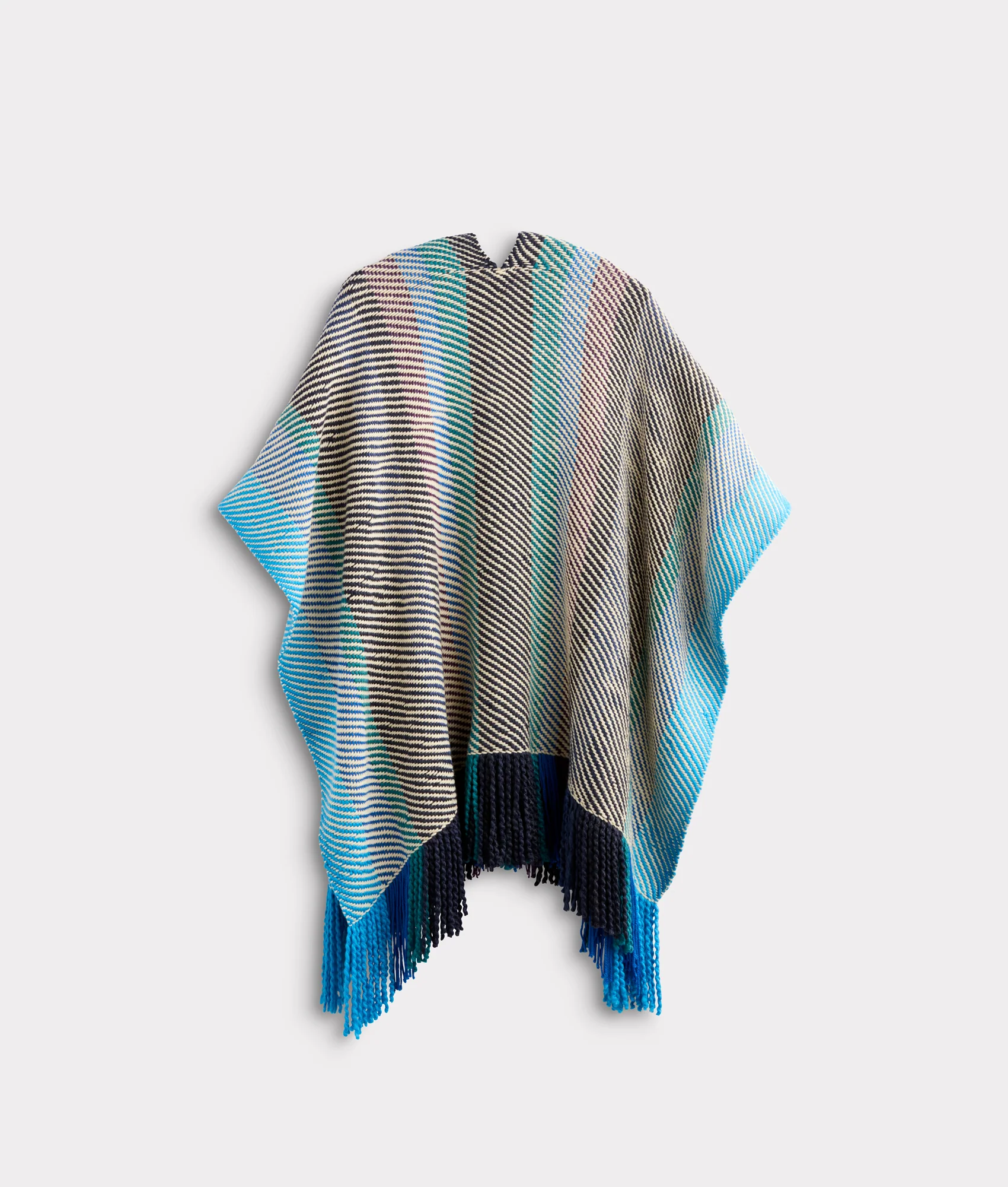 Aline Fringe Cape :: Striped Blue - Image 3
