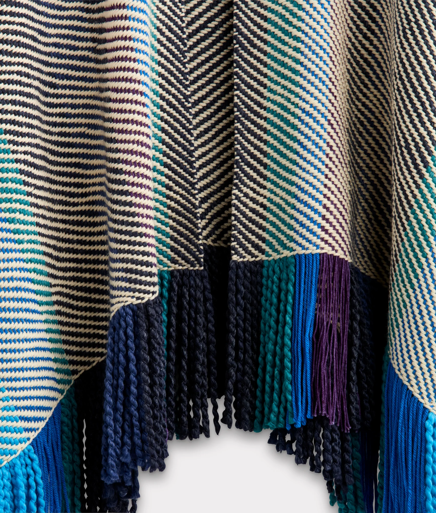 Aline Fringe Cape :: Striped Blue - Image 5