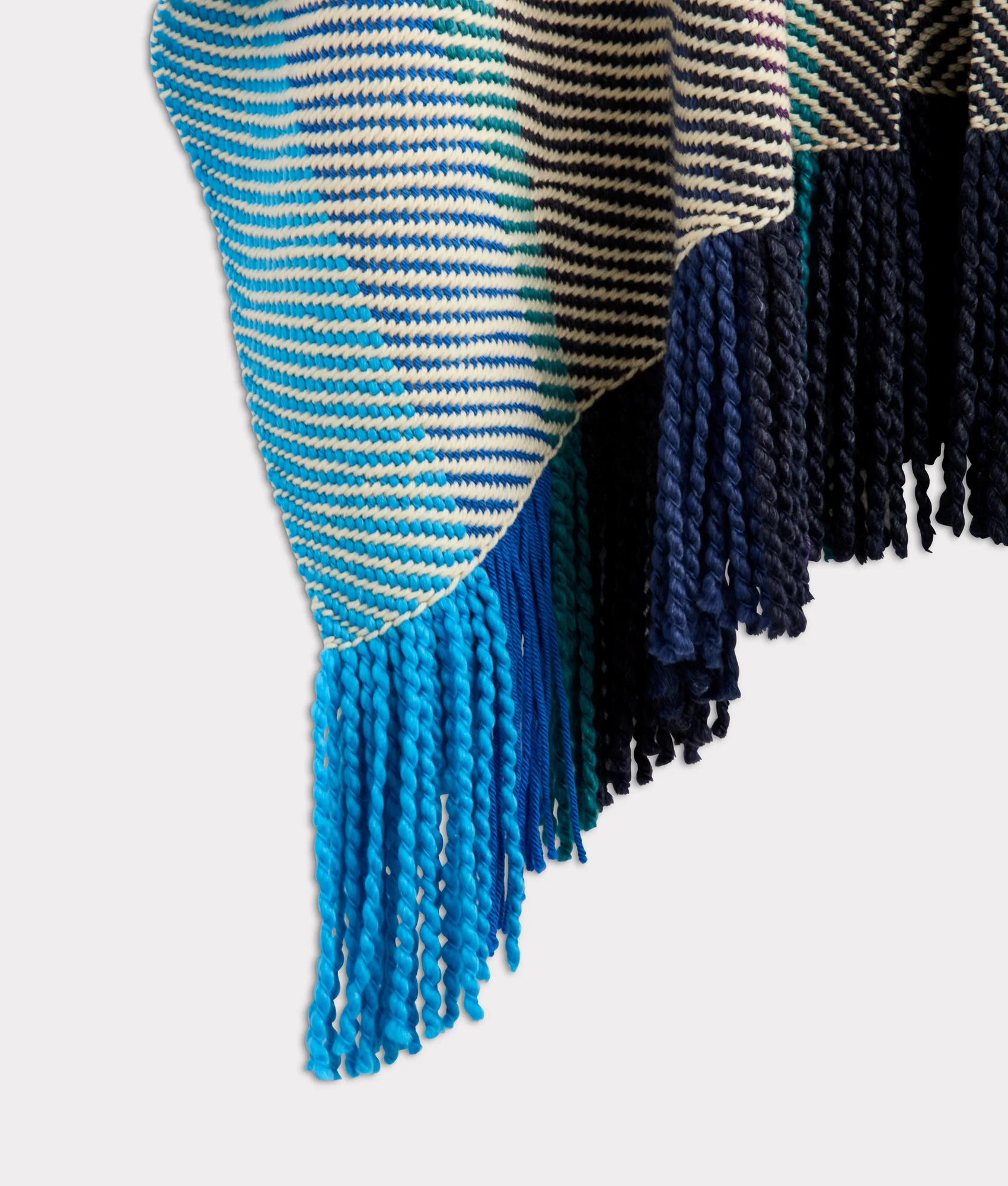 Aline Fringe Cape :: Striped Blue - Image 7