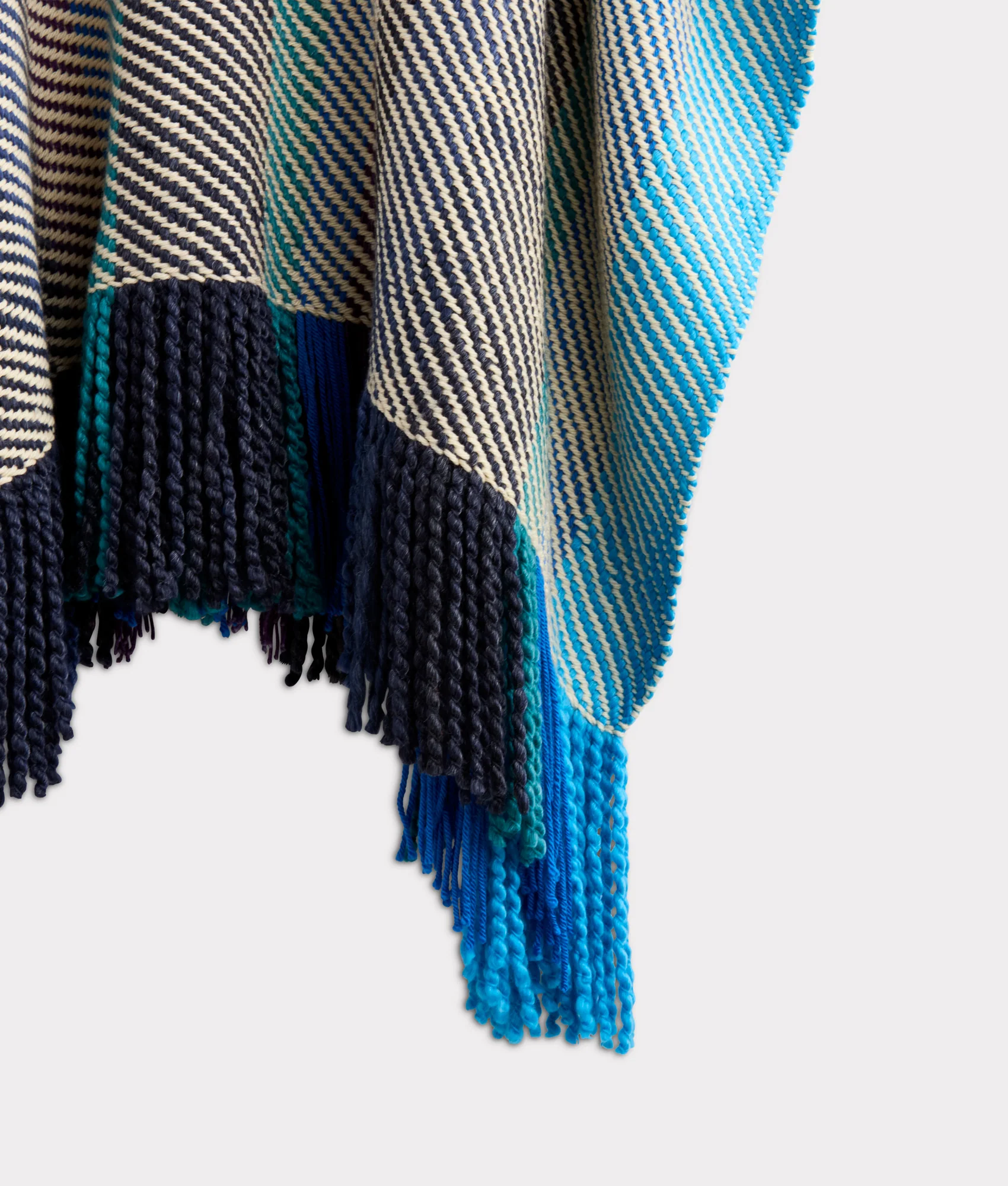 Aline Fringe Cape :: Striped Blue - Image 8