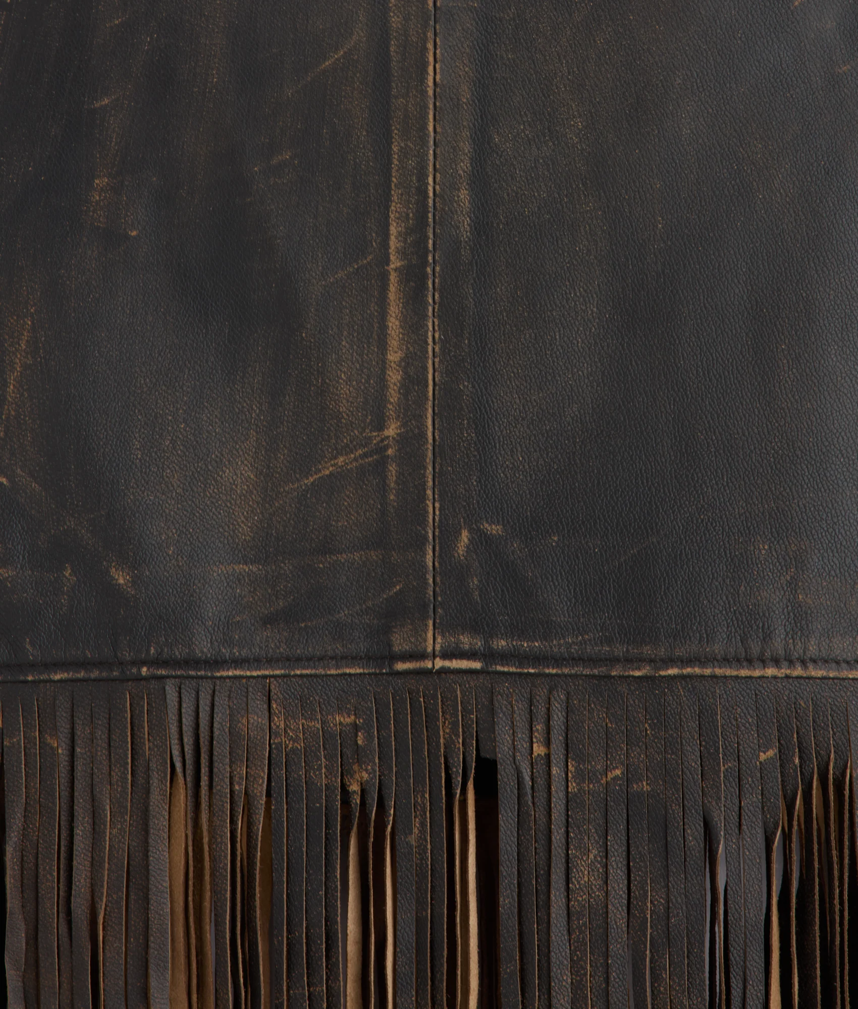Estelle Distressed Fringe Leather Vest :: Brown - Image 8