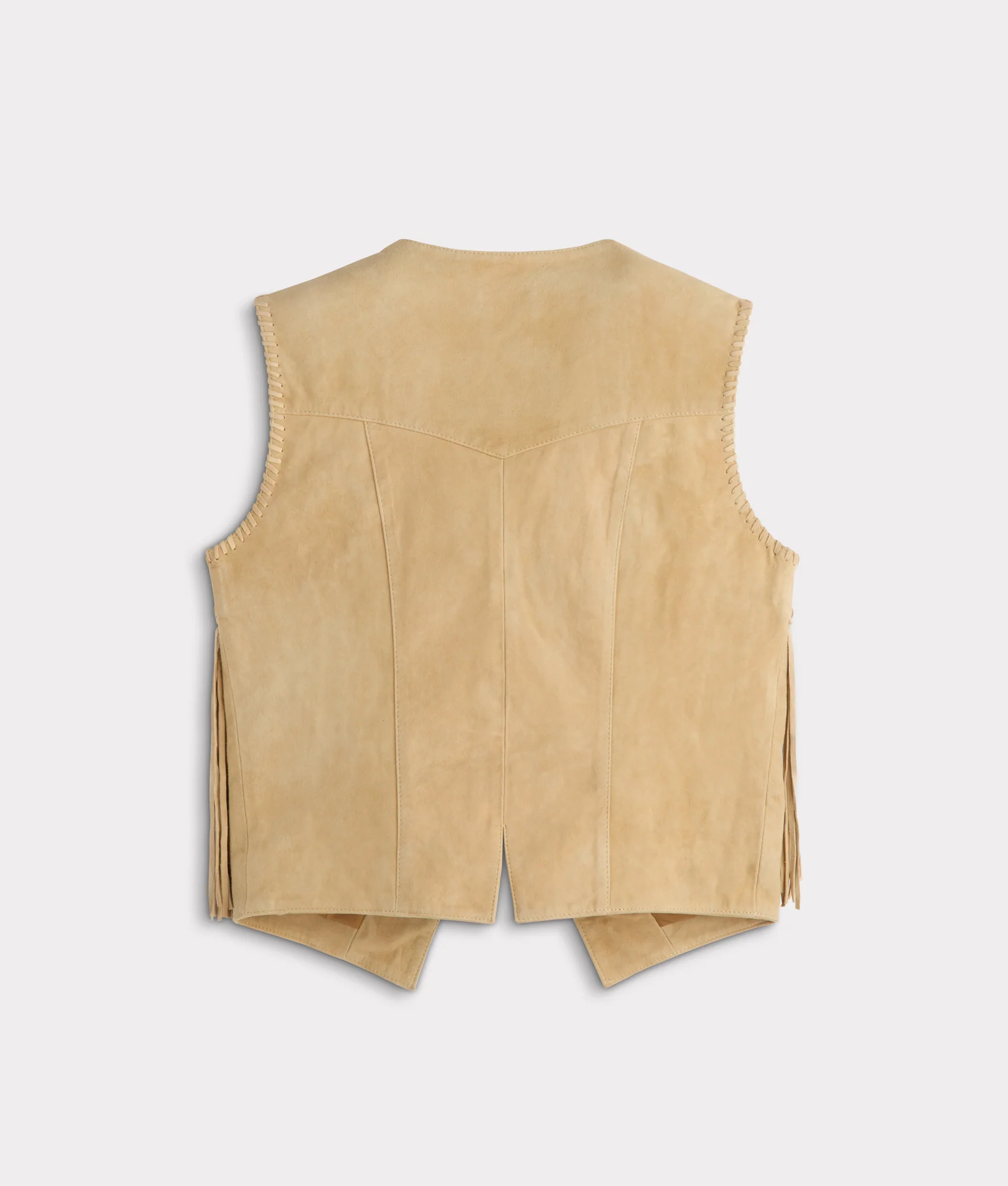 Dakota Suede Fringe Leather Vest :: Natural - Image 3