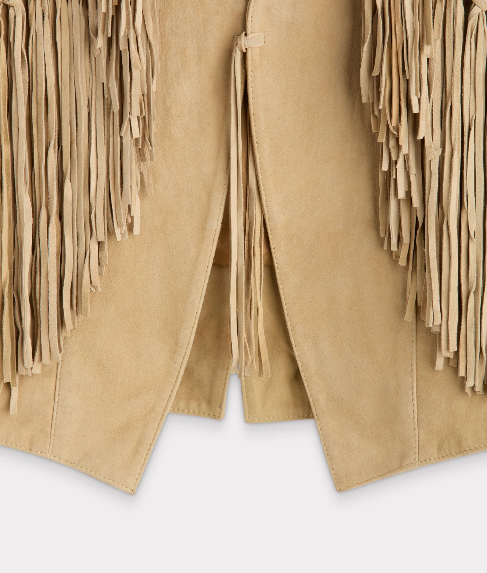 Dakota Suede Fringe Leather Vest :: Natural - Image 6