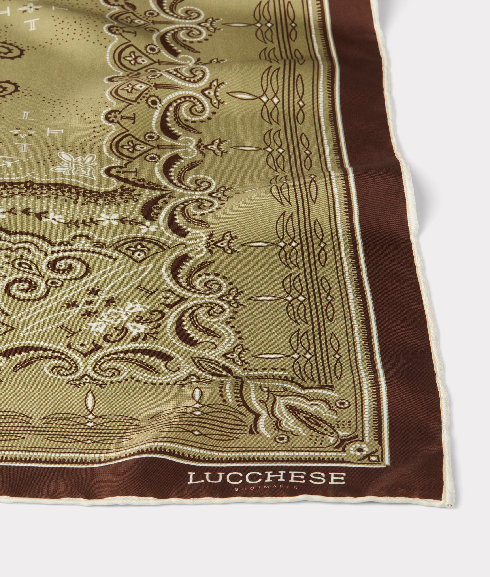 Mirrored L Silk Scarf :: Olive - Image 3