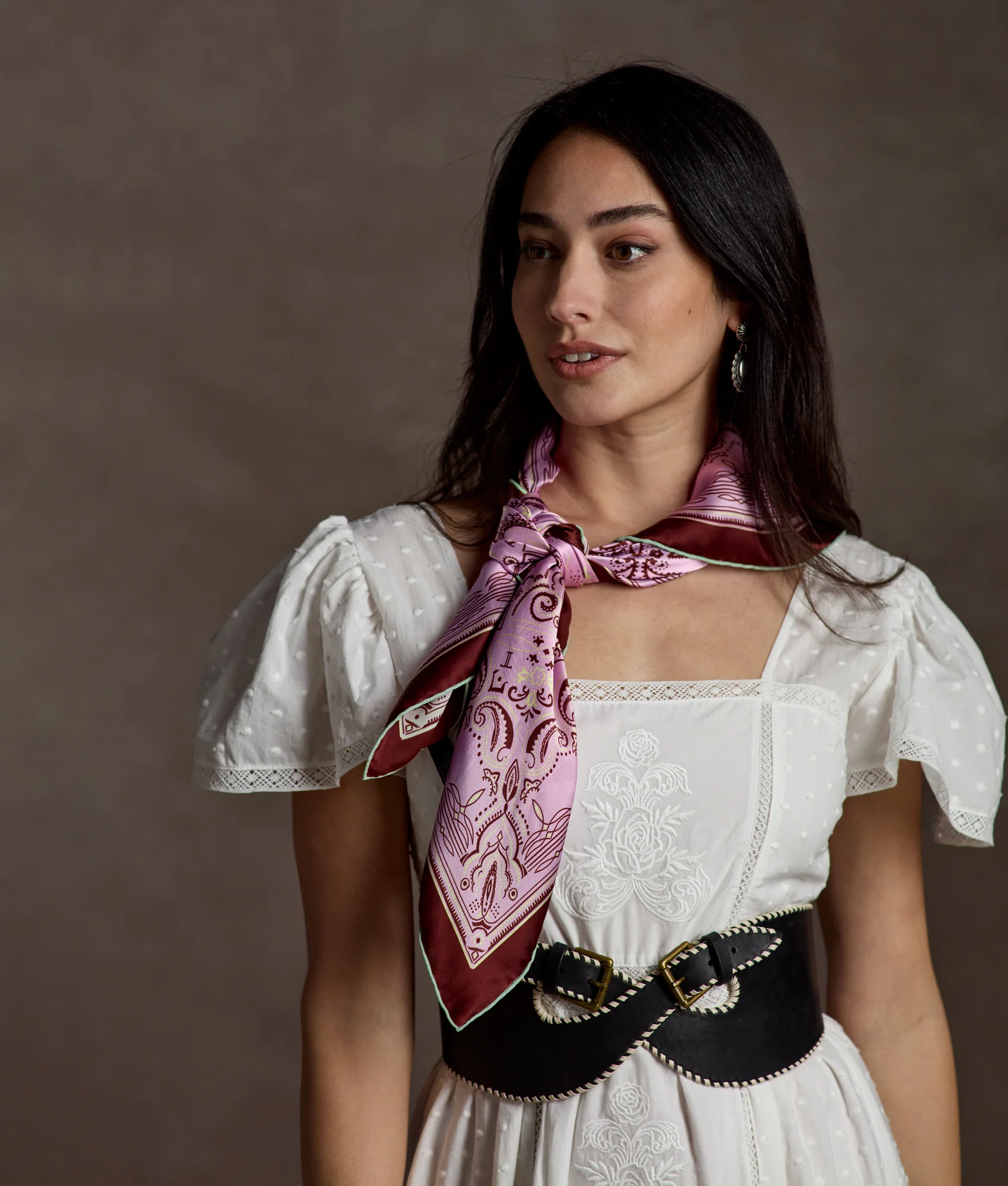 Mirrored L Silk Scarf :: Pink - Image 2