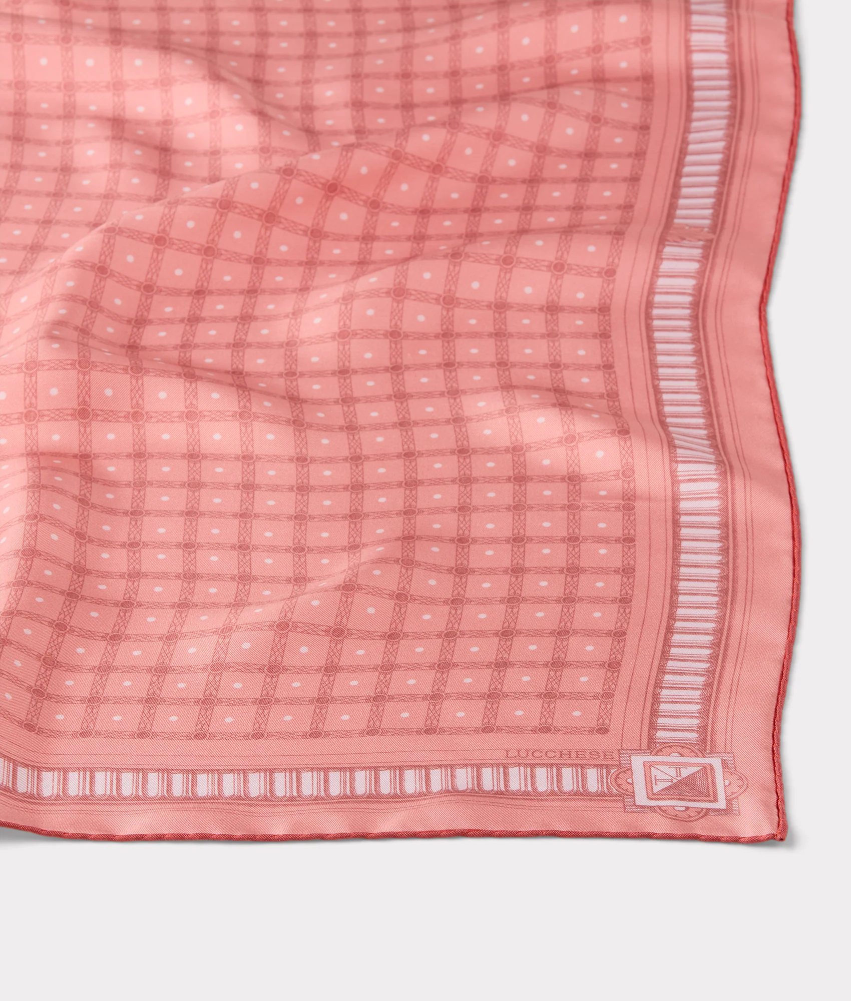 Mesa Grid Silk Scarf :: Coral - Image 2
