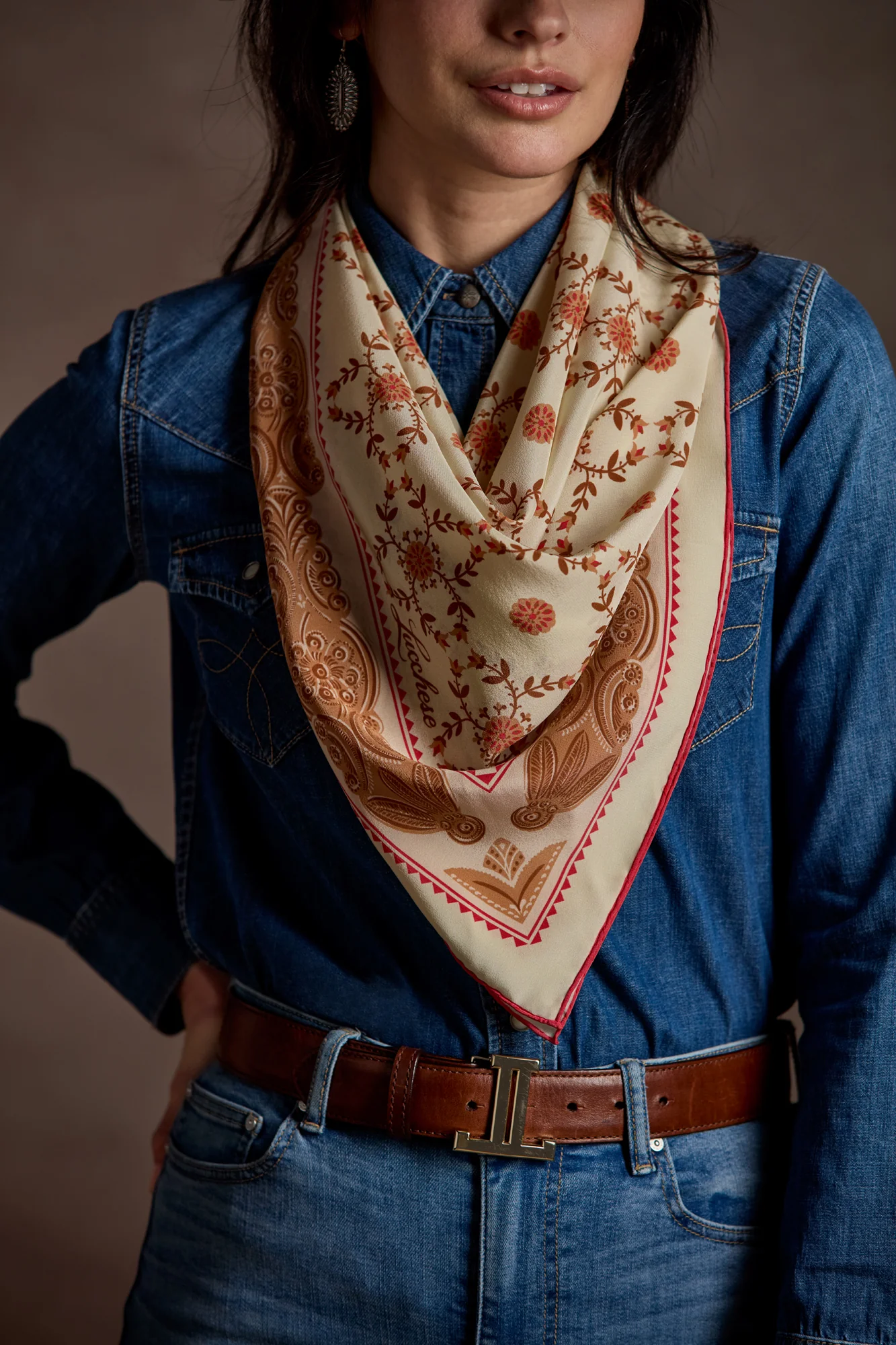 Scroll Silk Scarf :: Blush - Image 5