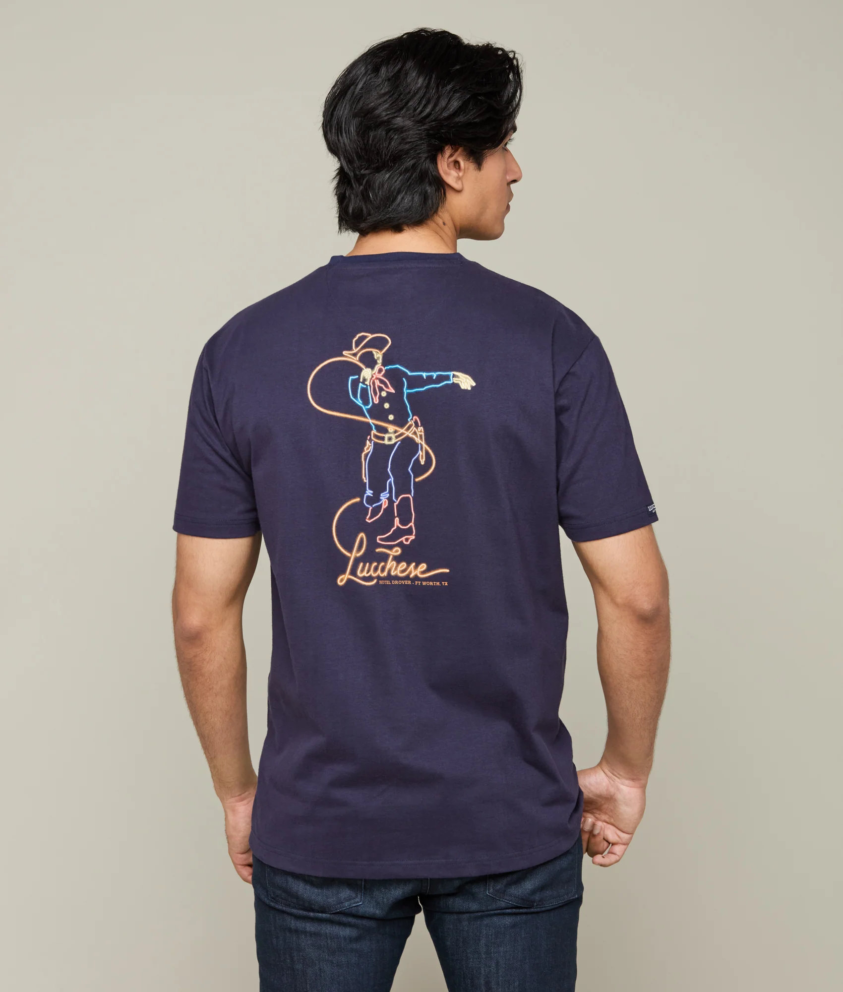 Hotel Drover Tee :: Navy - Image 4