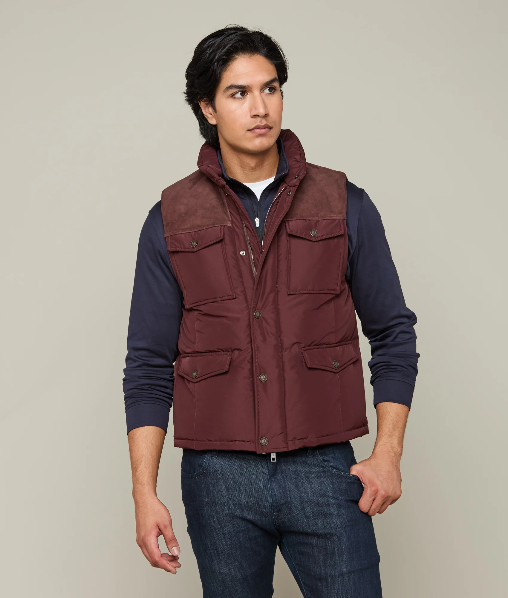 John Puffer Vest :: Wine - Image 5
