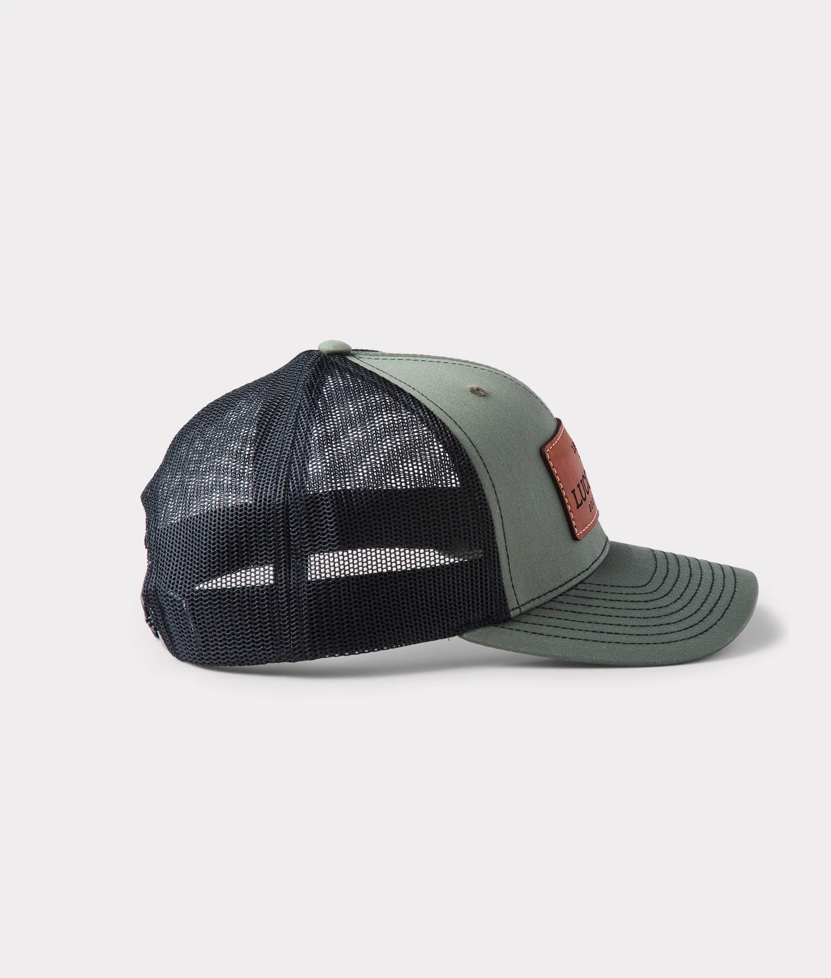 Leather Patch Cap :: Loden + Black - Image 4