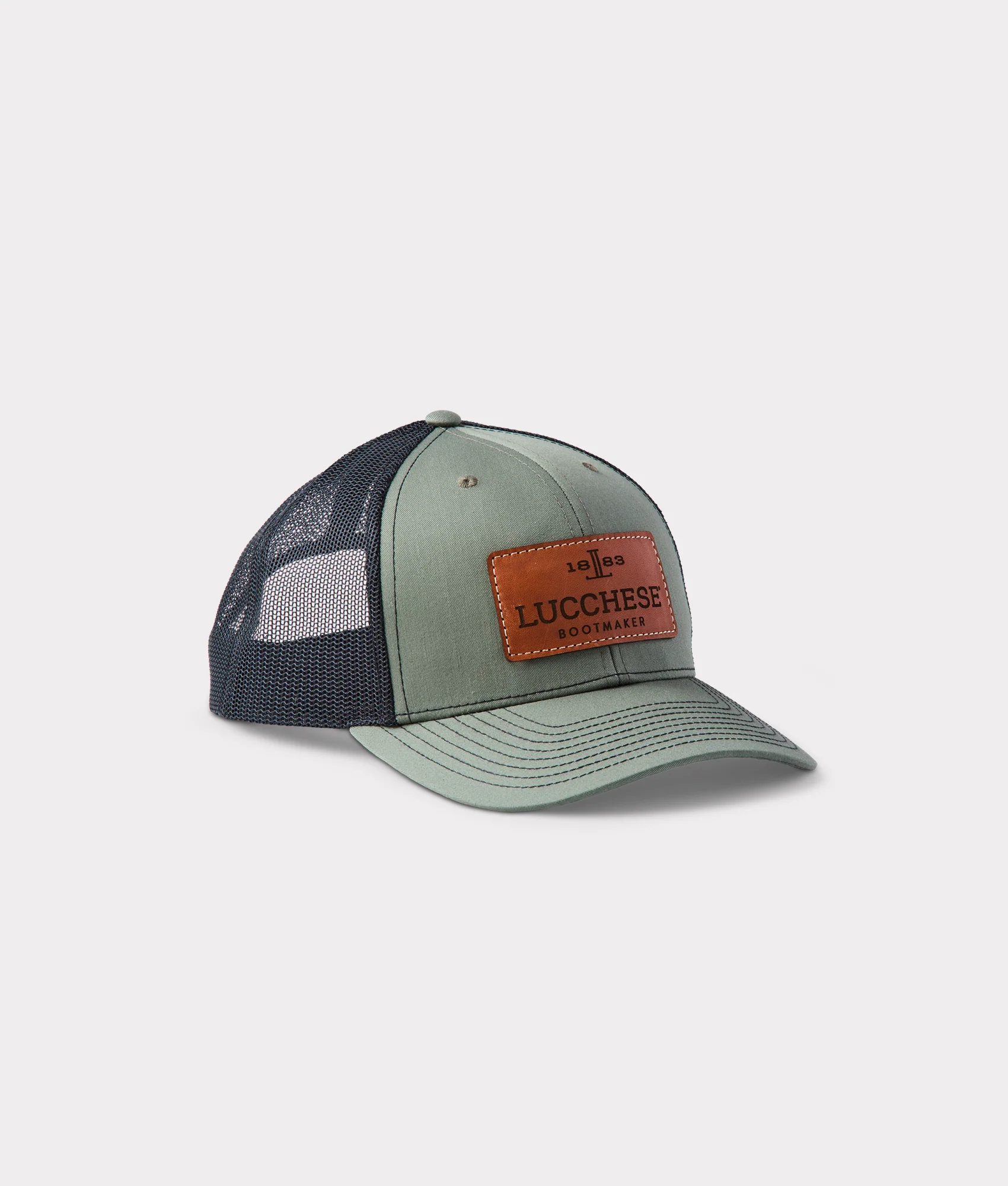 Leather Patch Cap :: Loden + Black - Image 5
