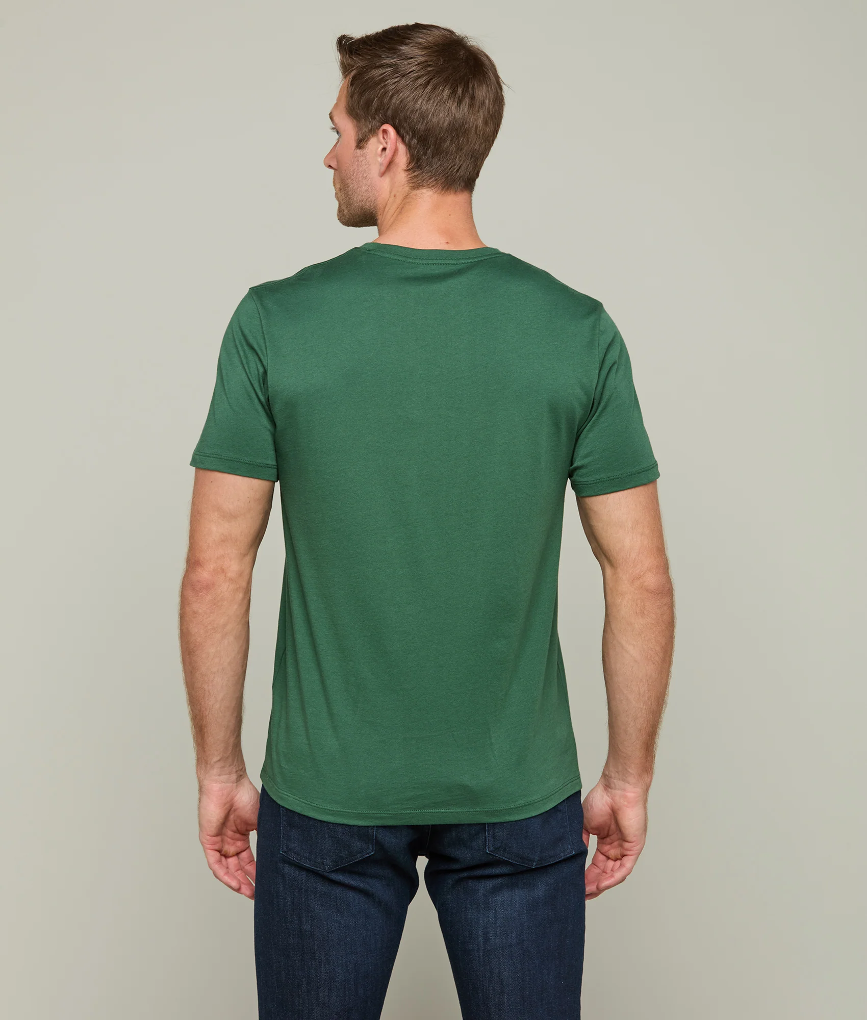 Lucchese Crew Neck Tee :: Loden Green - Image 3