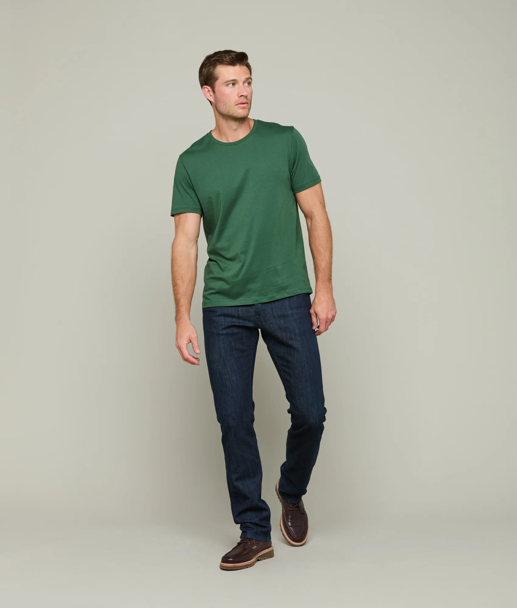 Lucchese Crew Neck Tee :: Loden Green - Image 4