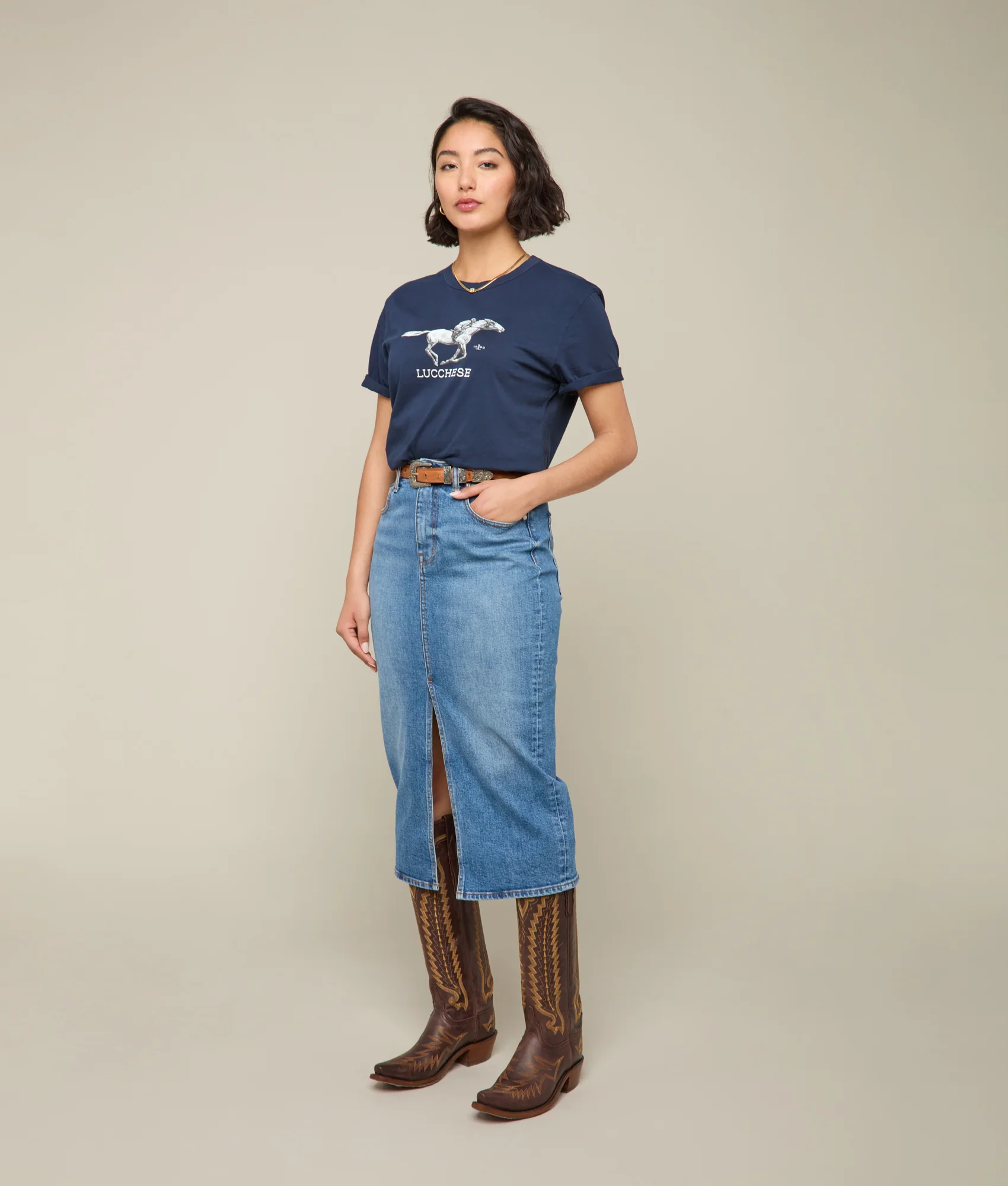 Lucchese Racehorse Tee :: Navy - Image 10