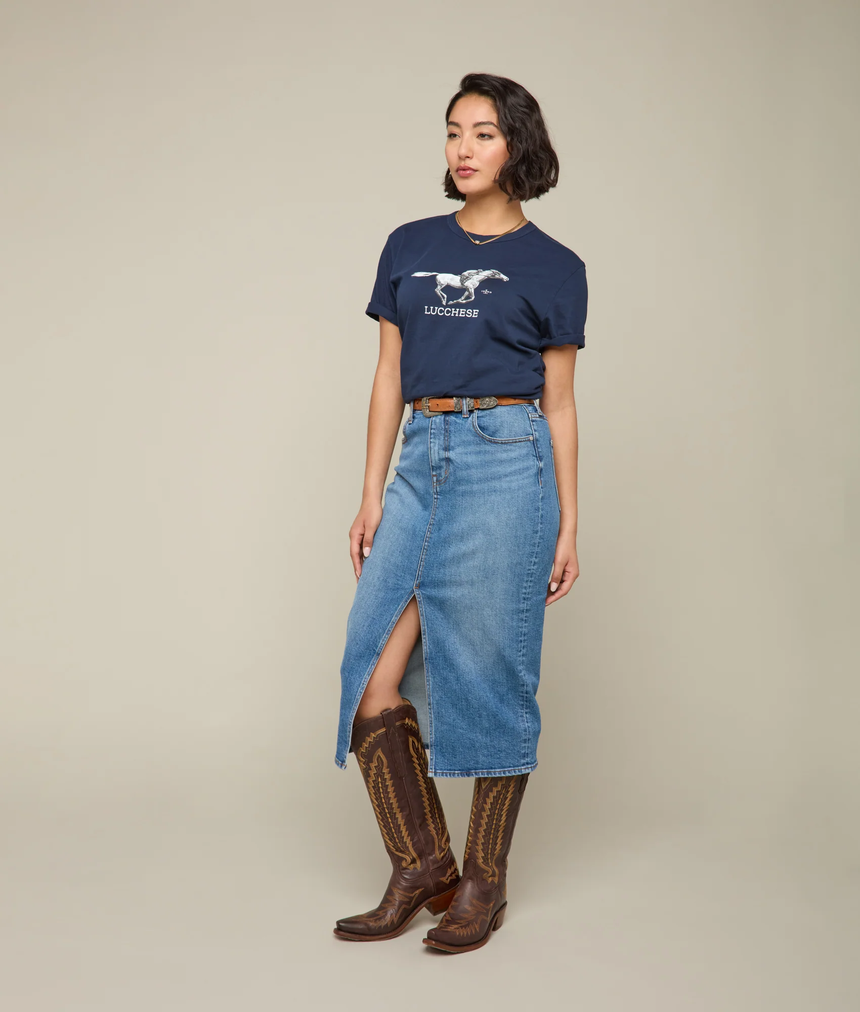Lucchese Racehorse Tee :: Navy - Image 11