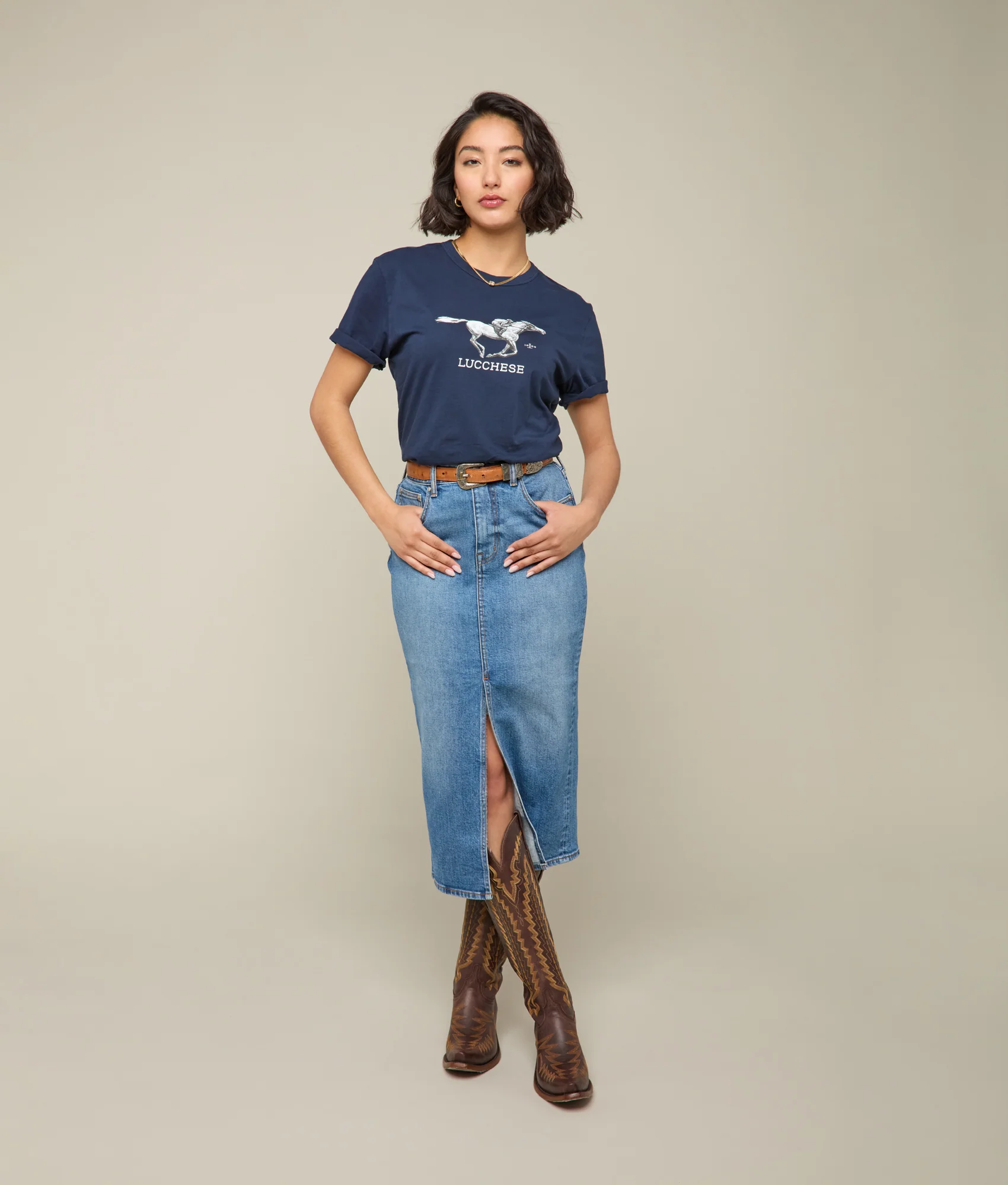 Lucchese Racehorse Tee :: Navy - Image 12