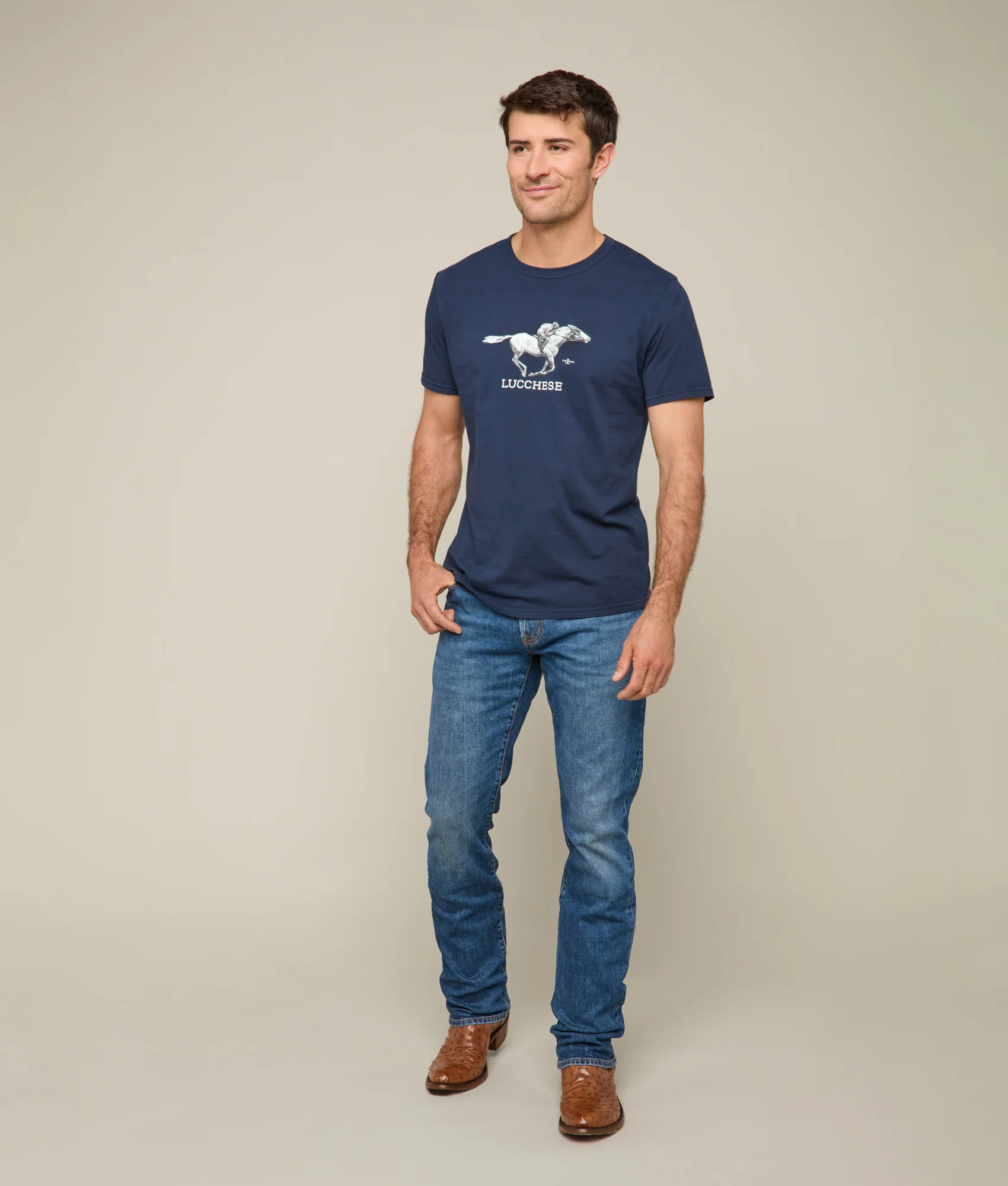 Lucchese Racehorse Tee :: Navy - Image 6