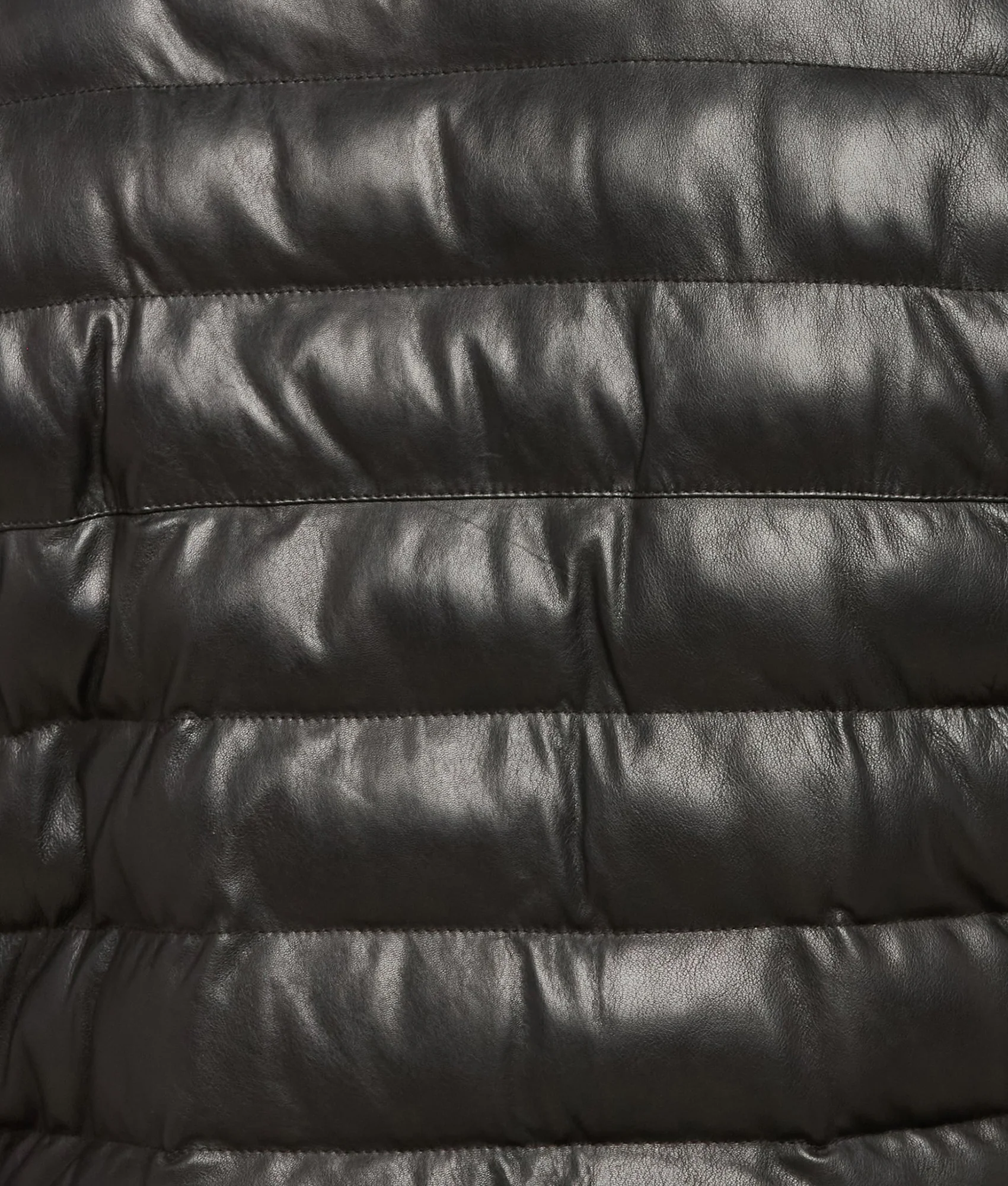 Men's Leather Puffer Jacket :: Black - Image 2