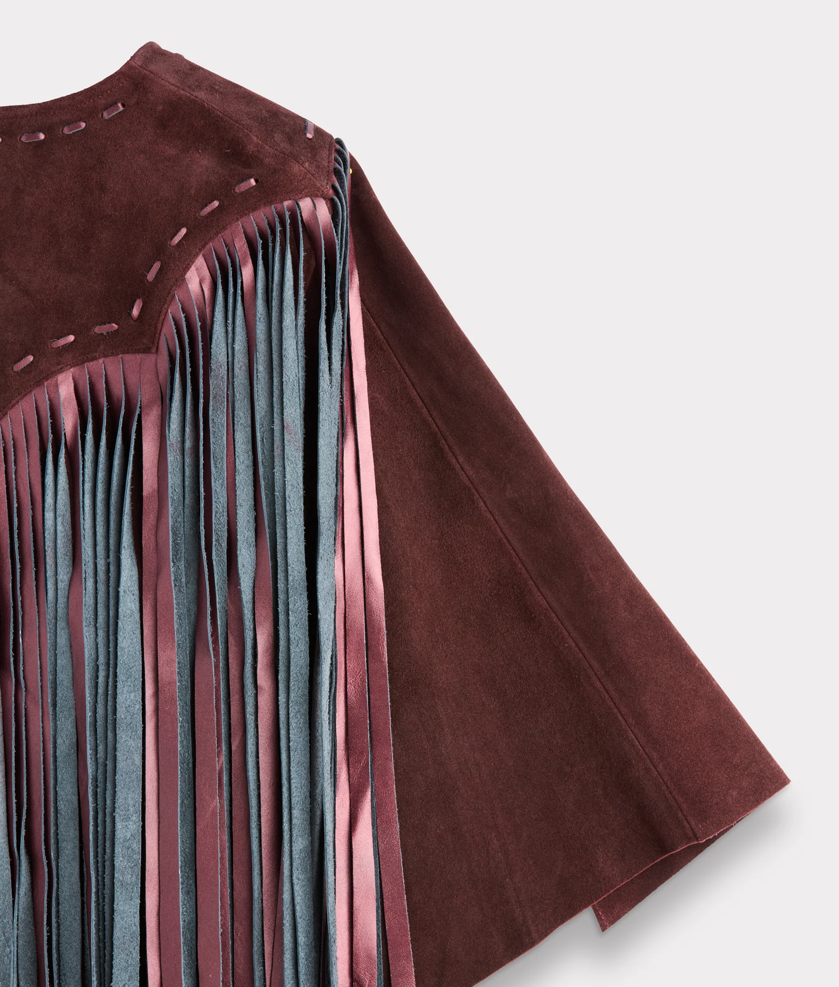 Shayanne Fringe Cape :: Black Cherry - Image 6