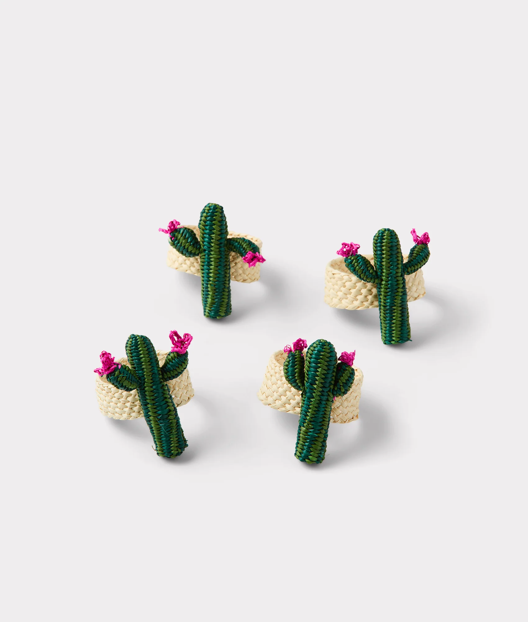 Cactus Flower Napkin Rings - Set of Four :: Green