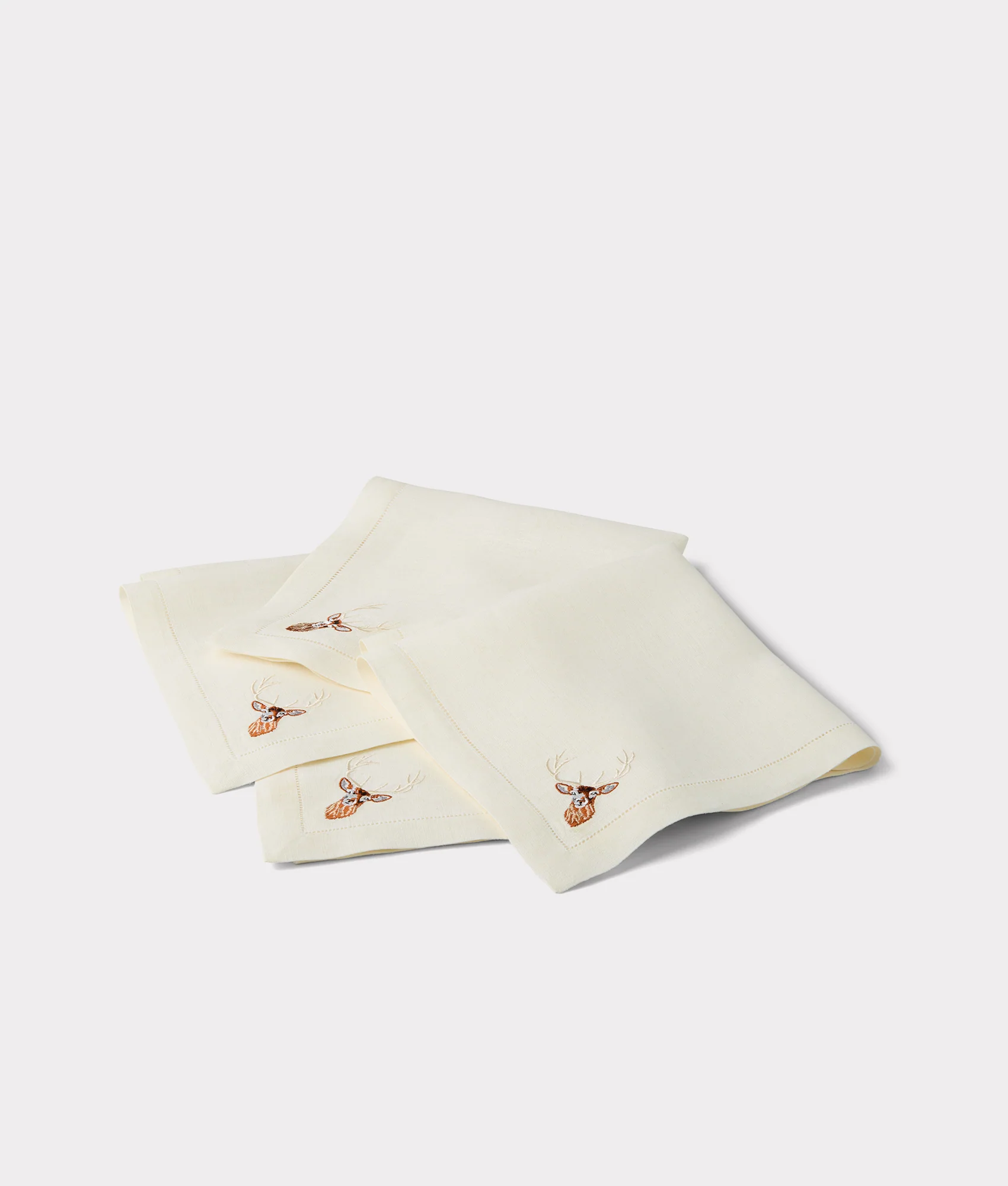 Stag Dinner Napkins - Set of Four :: Ecru - Image 2