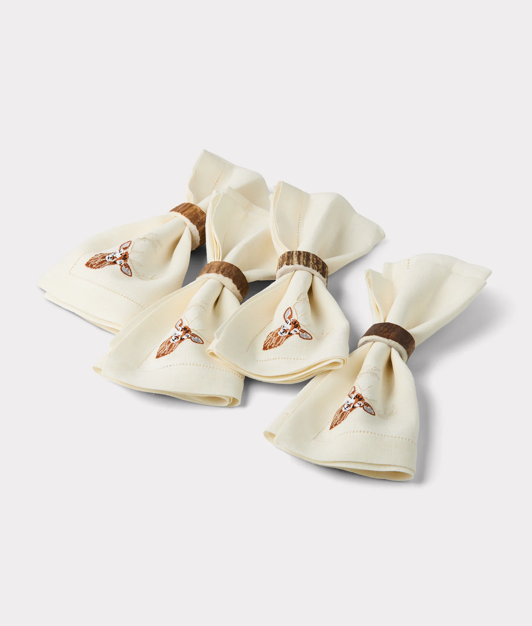 Stag Dinner Napkins - Set of Four :: Ecru - Image 3