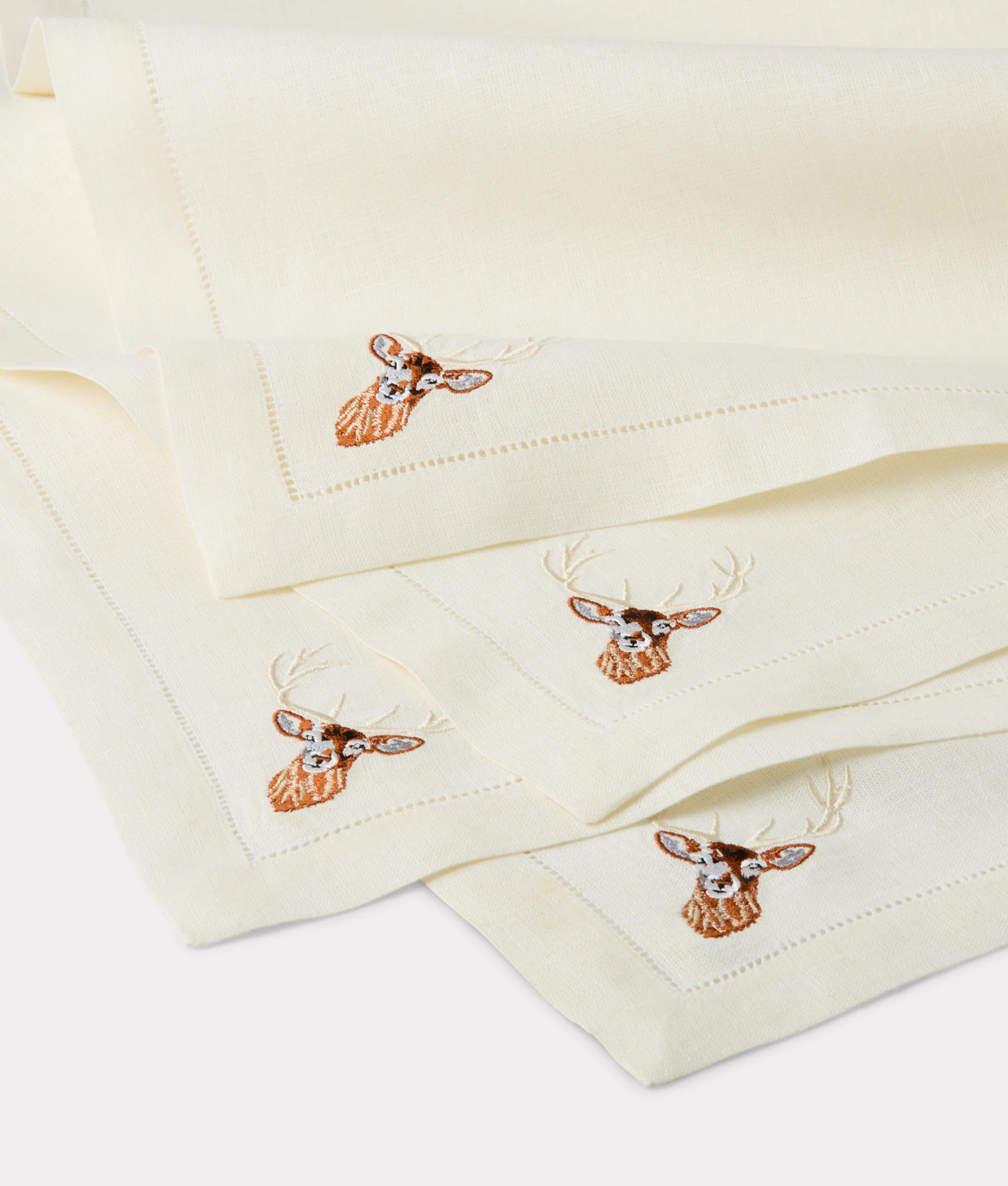 Stag Dinner Napkins - Set of Four :: Ecru - Image 4