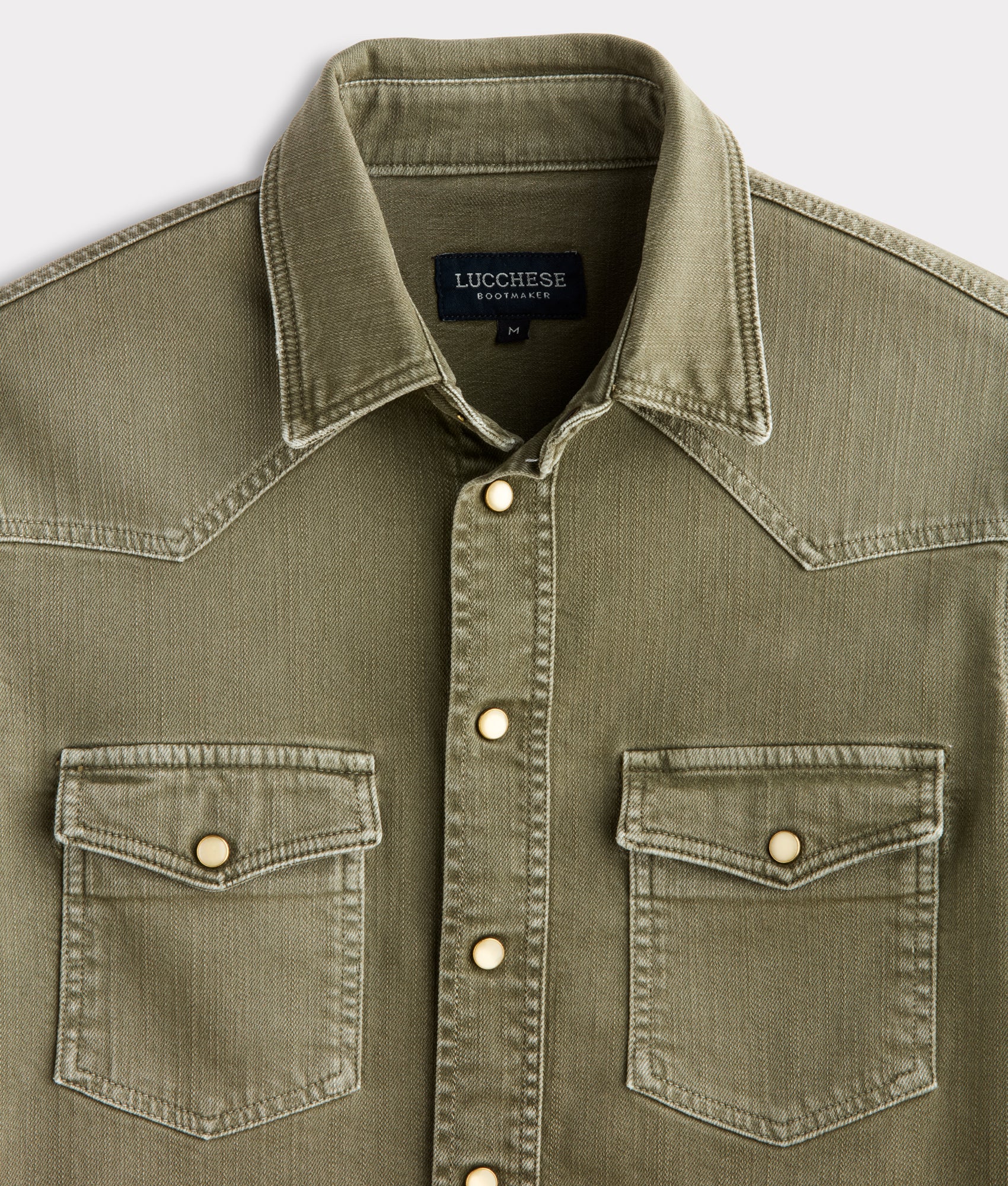 Men's Roper Denim Shirt :: Olive Green - Image 4