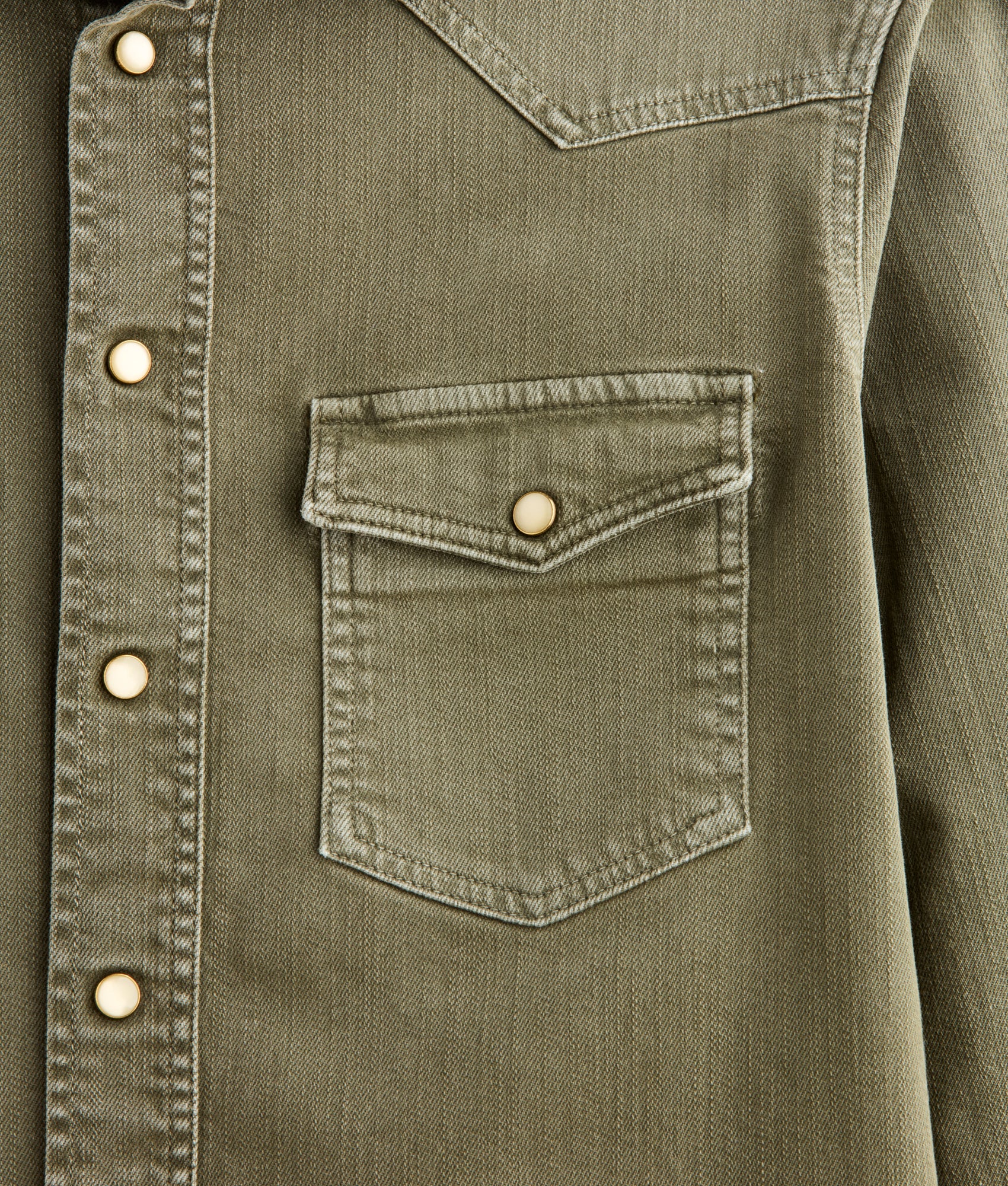 Men's Roper Denim Shirt :: Olive Green - Image 5