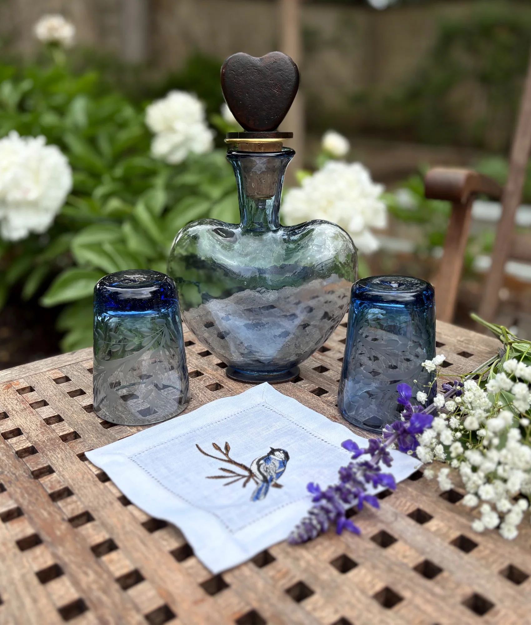 Azalea Heart Decanter :: Blue - Image 2