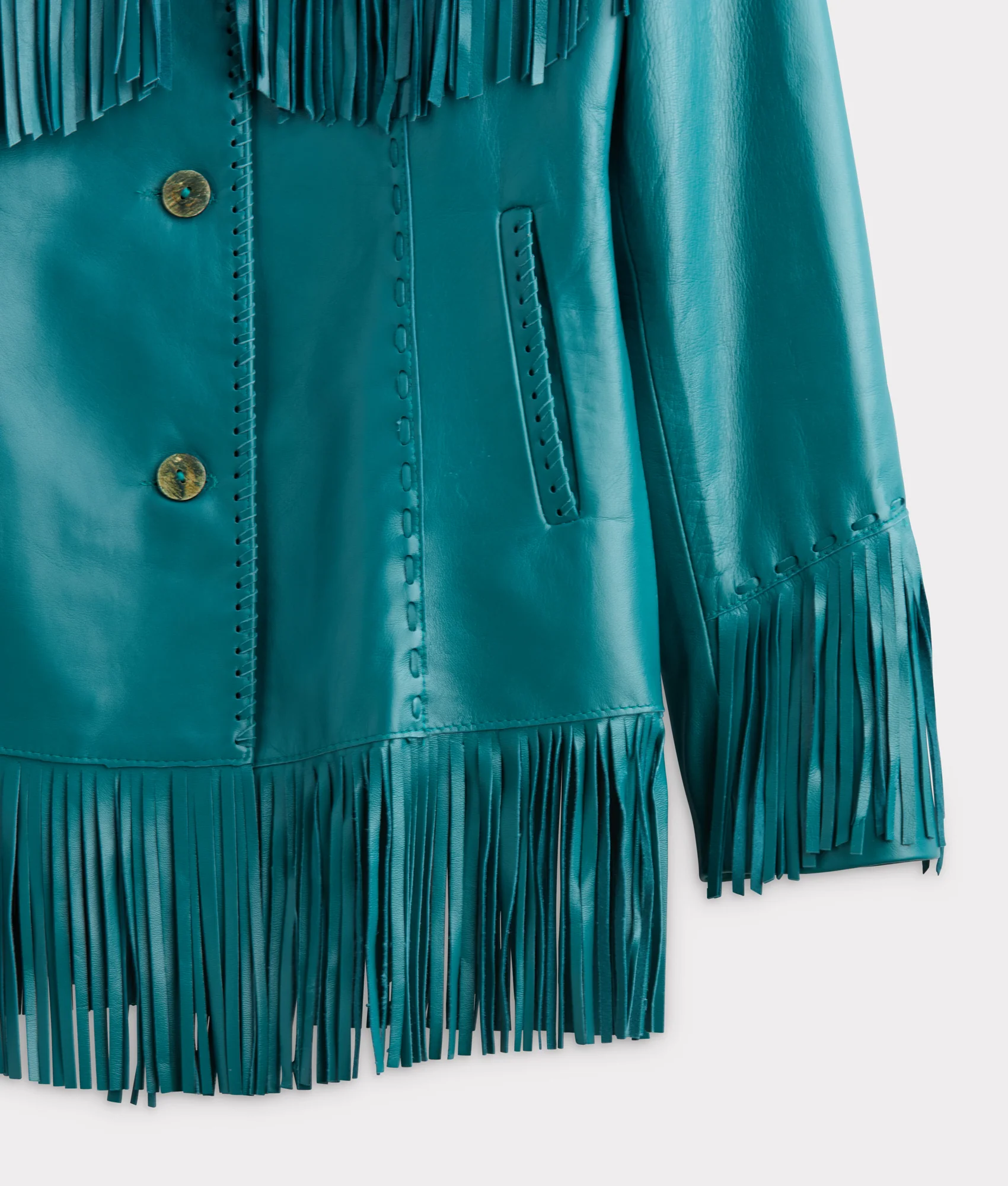 Tallulah Fringe Jacket :: Teal - Image 5