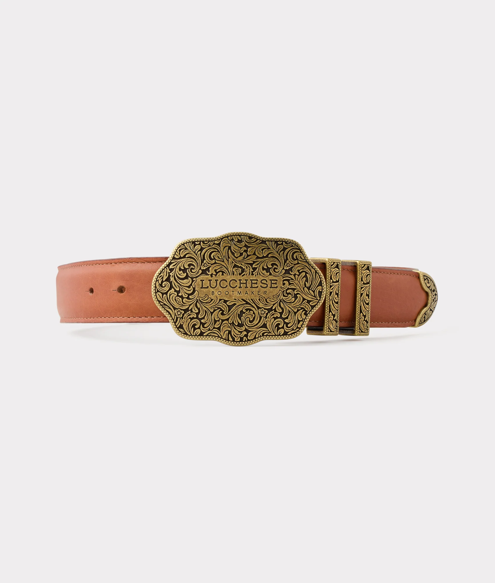Filigree Trophy Buckle Belt :: Whiskey